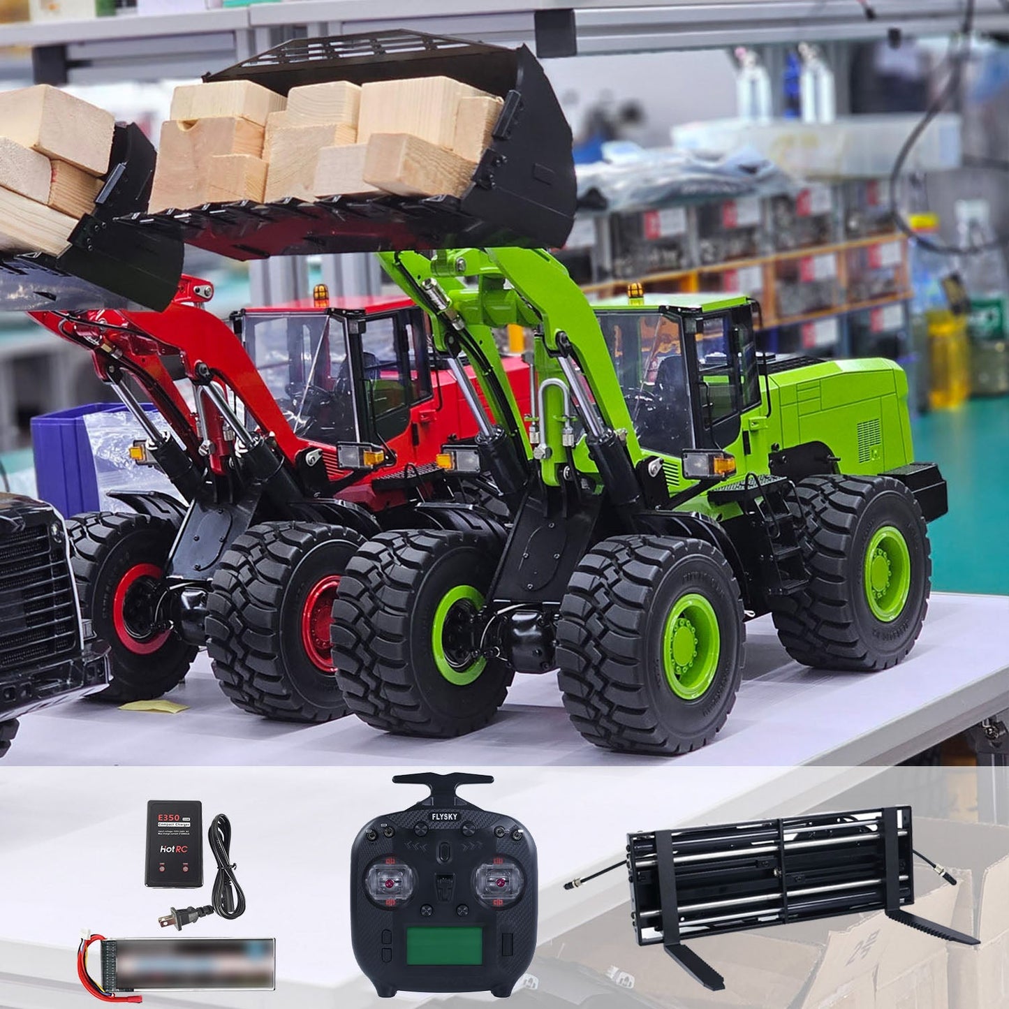 Metal 1/14 RC Hydraulic Loader WA480 Heavy Construction Machine Differential Lock Axles Quick Coupler Fork Light Sound ST8