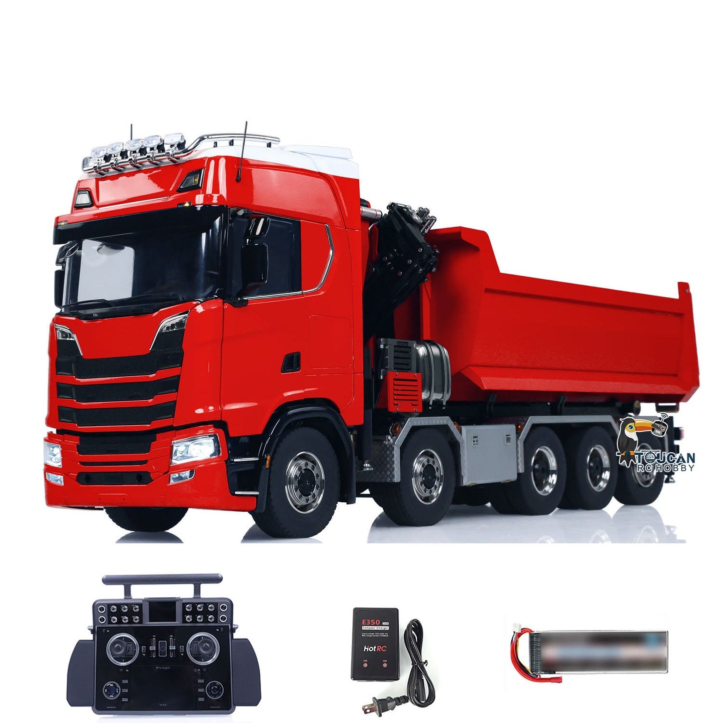 10x10 Metal Chassis 770S 1/14 RC Hydraulic Dump Truck Crane Full Tipper Machine