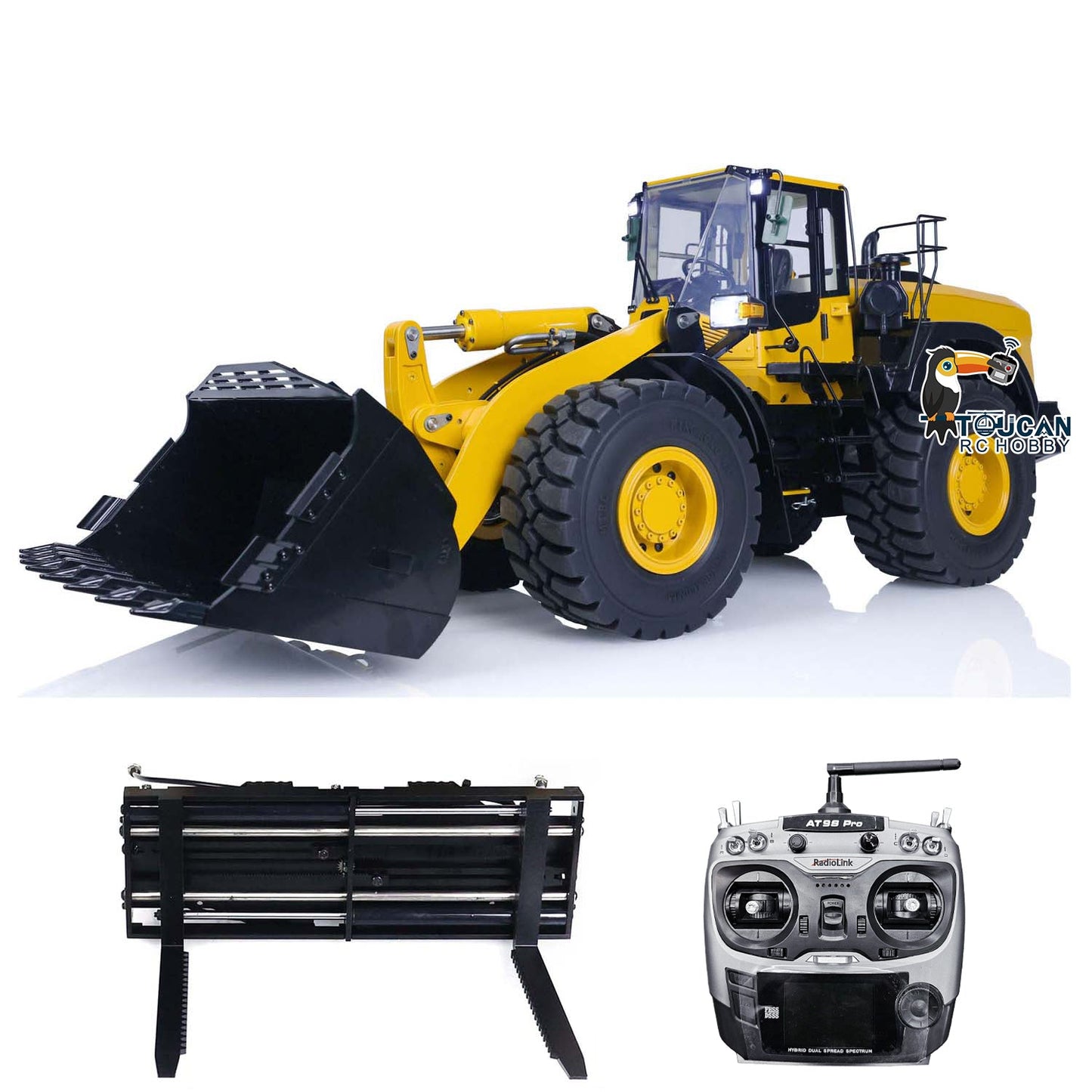 MTMODEL Metal WA480 1/14 RC Hydraulic Loader Remote Control Heavy Machine Construction Vehicles fork Bucke Tiltable Dozer Blade