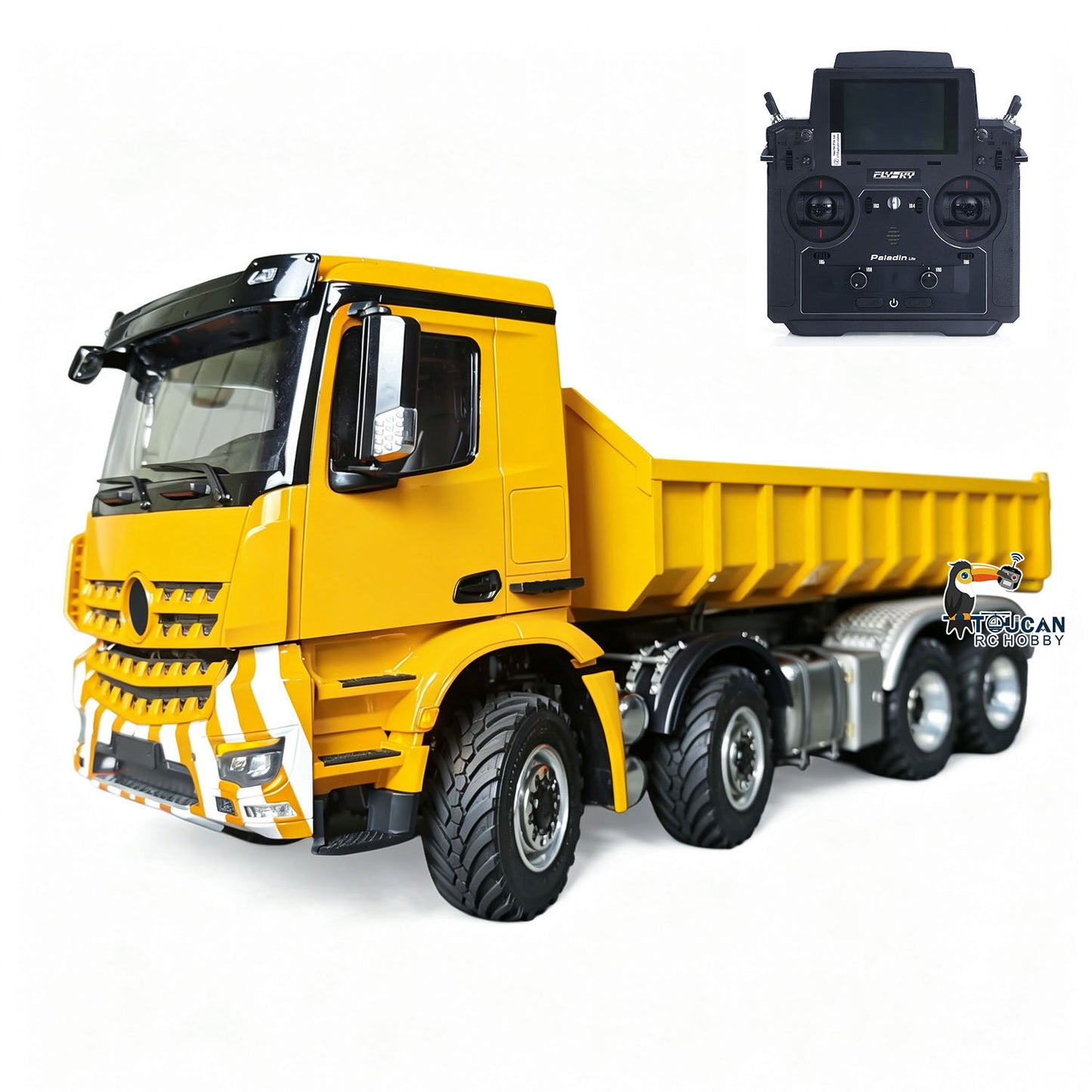 1/14 Remote Control Hydraulic Roll On Off Dumper 3 Valves 8*8 RC Full Tipper 3Speed Gearbox Light Sound System No Battery