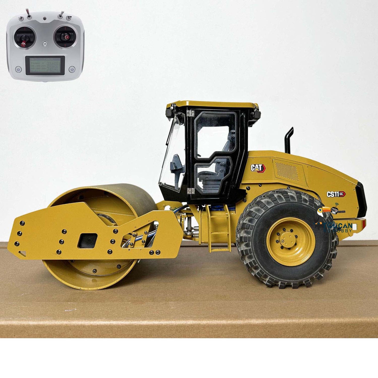 Metal 1/12 CS11 JZM RC Road Roller Remote Control Engineering Vehicles Car Models FlySky I6S Radio System Assembled Painted