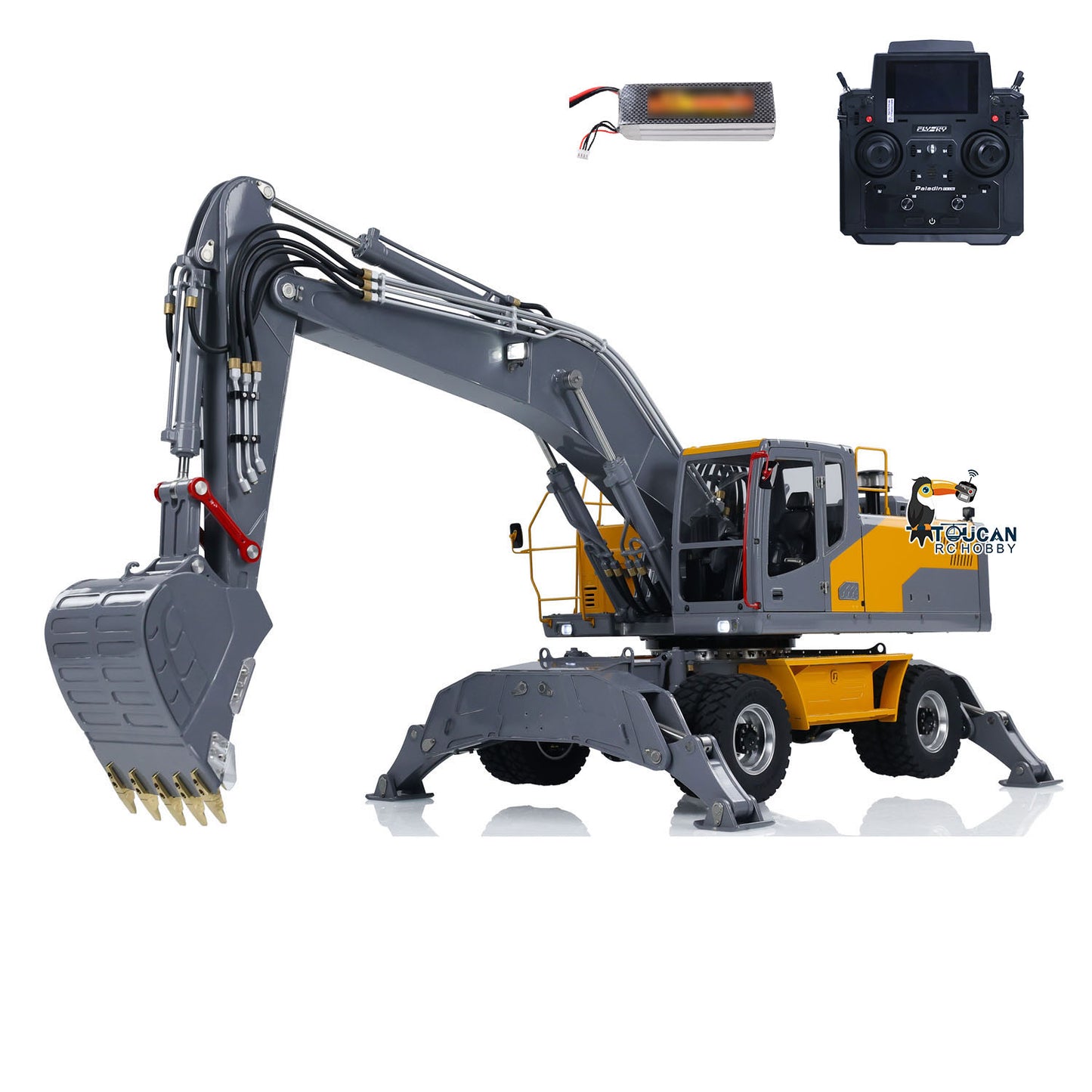 1/14 LESU RC Hydraulic Excavator Aoue ET30H Wheeled Digger Assembled and Painted Model Light System Pump Valve