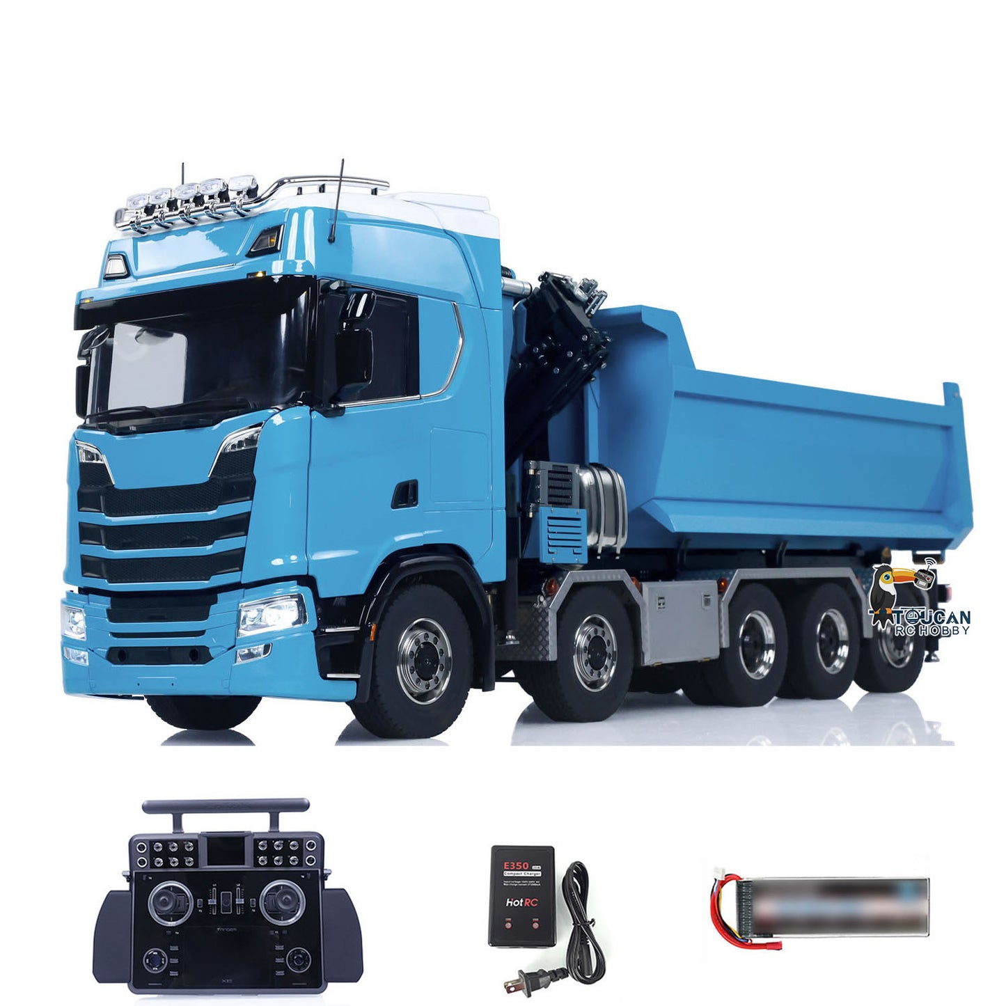 770S 10x10 1/14 Hydraulic Crane RC Tipper Car Metal Full Dump Truck RTR Battery