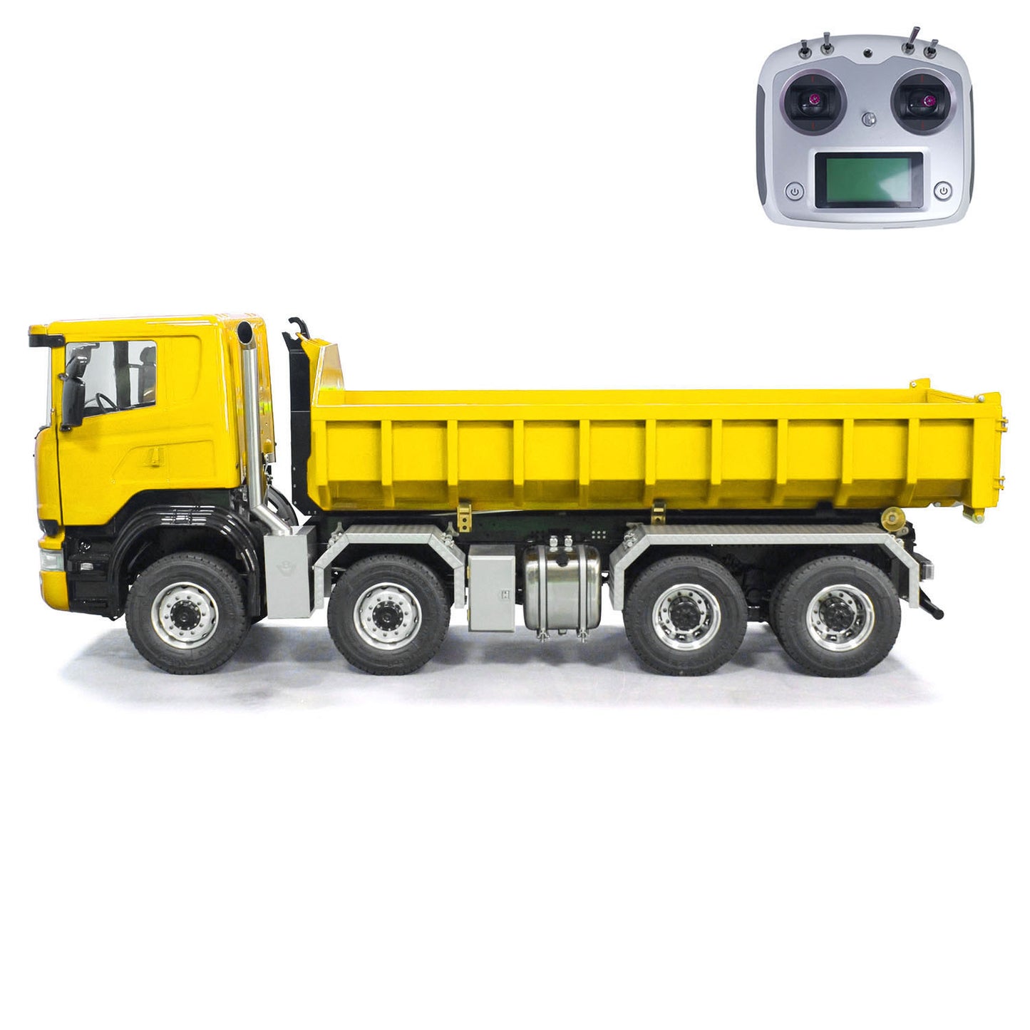 Metal 8x8 1/14 RC Hydraulic Dump Truck Roll-on Remote Control Full Dumper Car Model PNP Sound Light 3-speed Transmission