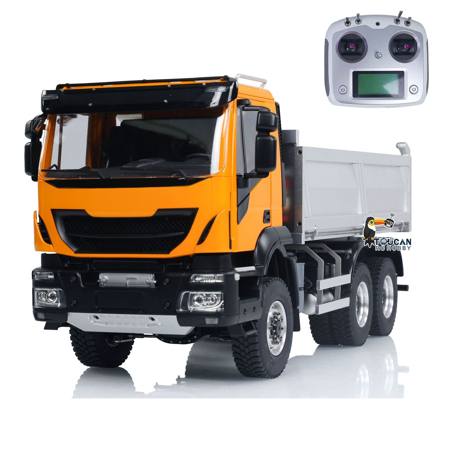 1/14 Hydraulic RC Dump Truck 6x6 Remote Control Tipper Car PNP Model LED Light 2-speed Gearbox Assembled and Painted FlySky I6S