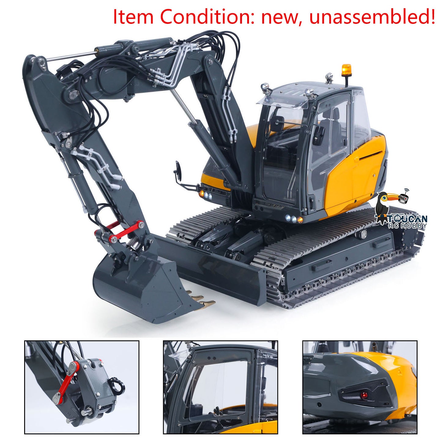 LESU MC15 4 Arms Metal 1/14 Hydraulic Remote Control Excavator KIT Model RC Digger Dual Pumps 9 Ways Valve Light Sound Motor