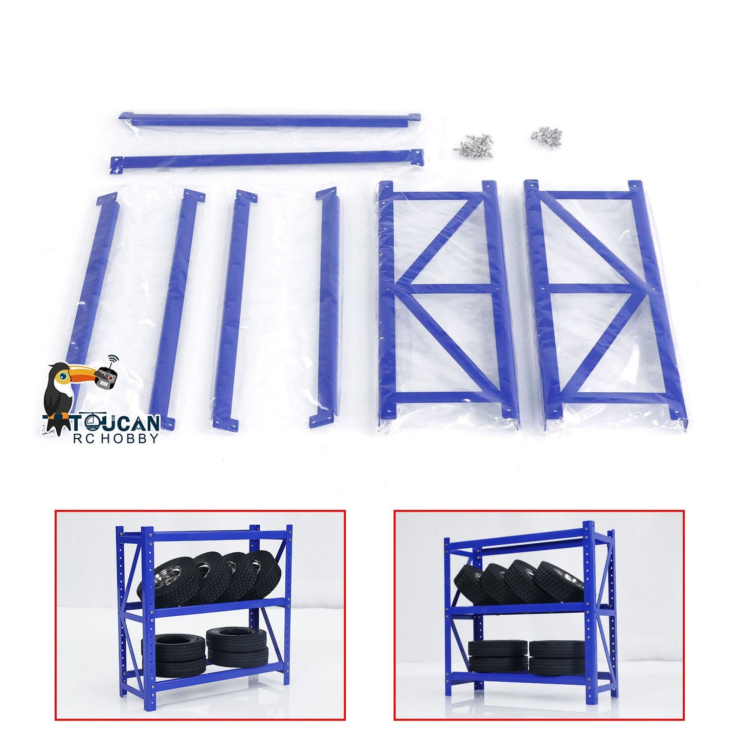 Kabolite Metal Tire Rack for 1/14 RC Tractor Truck 1/10 1/12 Remote Control Car Hobby Model 22.5*22*8cm Painted and Unassembled