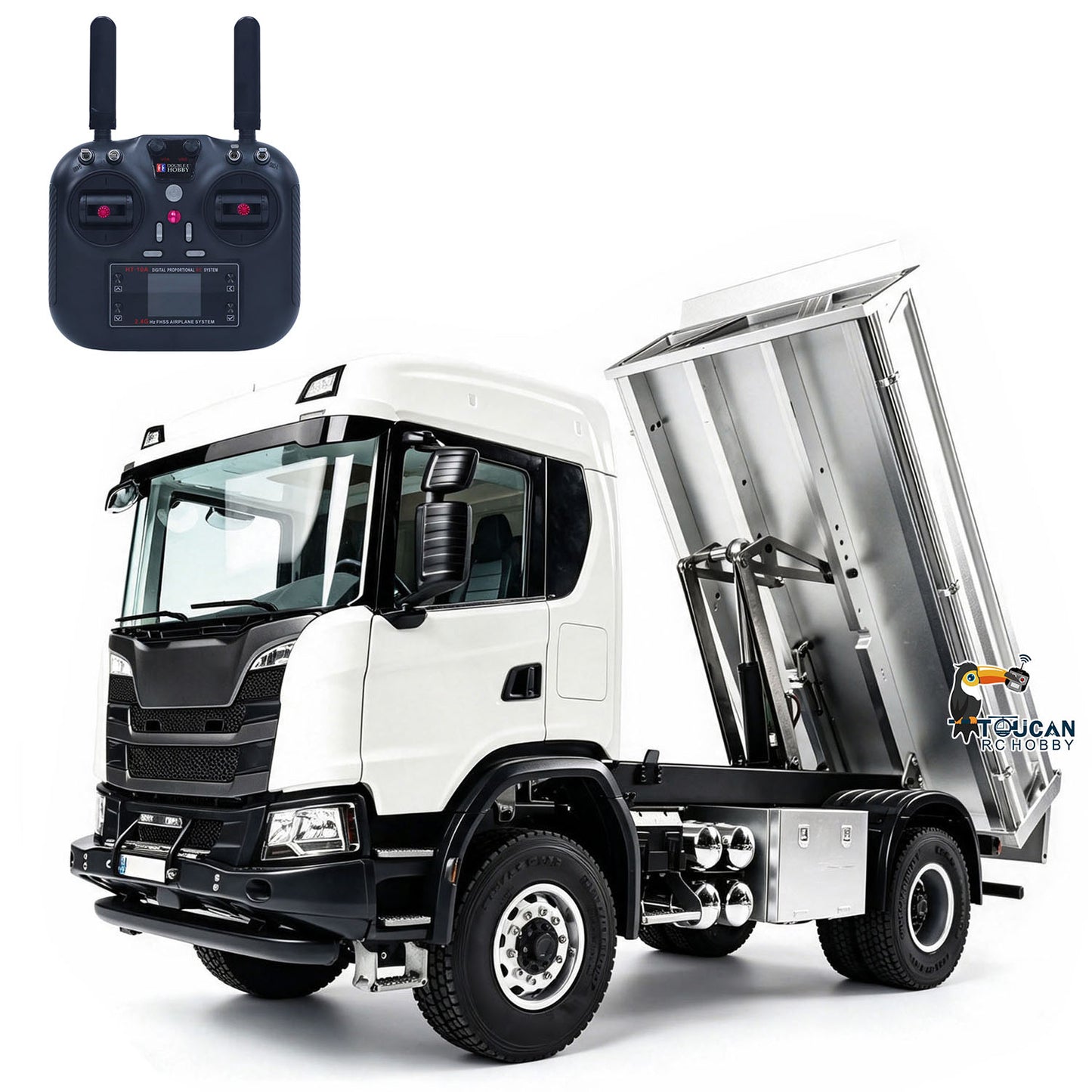 Double E E022 2Speed 4x4 1/14 Electric Screw RC Dump Truck 500G RTR Tipper Magnetic High Roof Full Metal Axle Radio Battery