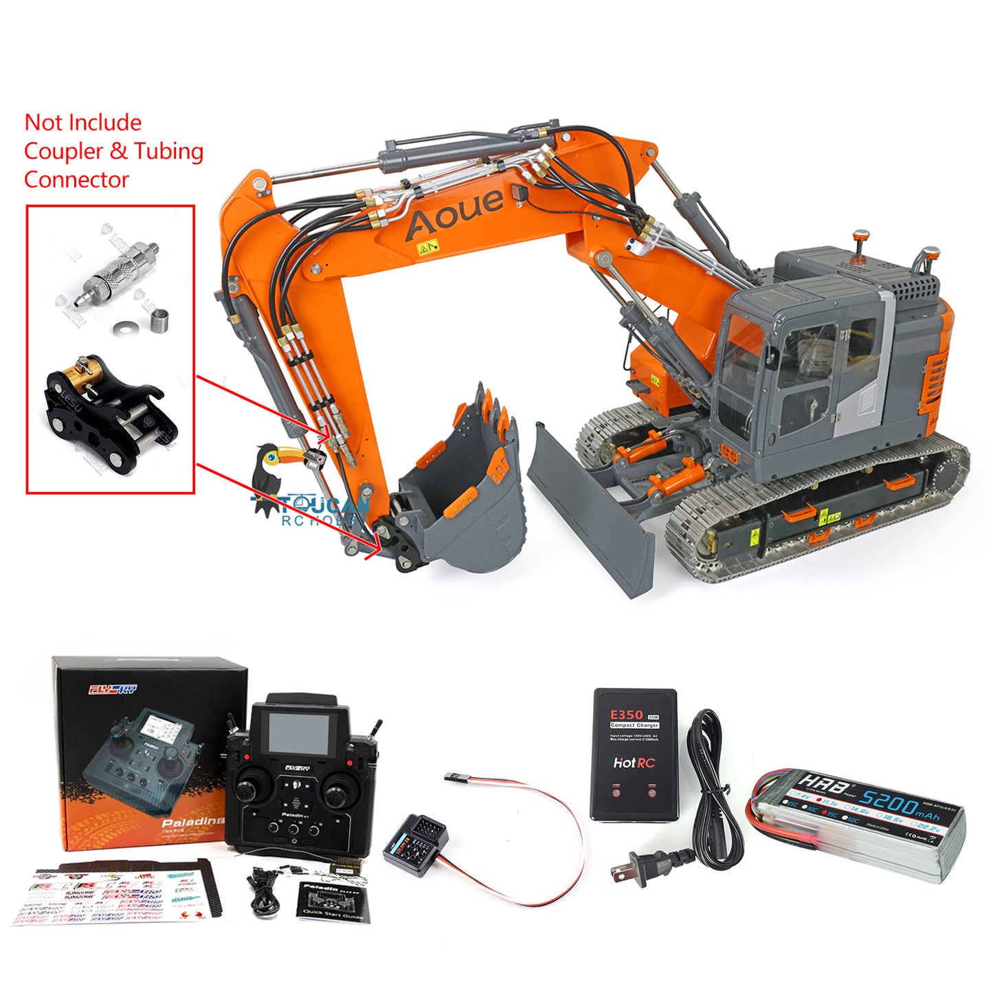 LESU Assembled 1/14 Metal Aoue ET26L Hydraulic RC Excavator PL18EV Valve ESC GPS