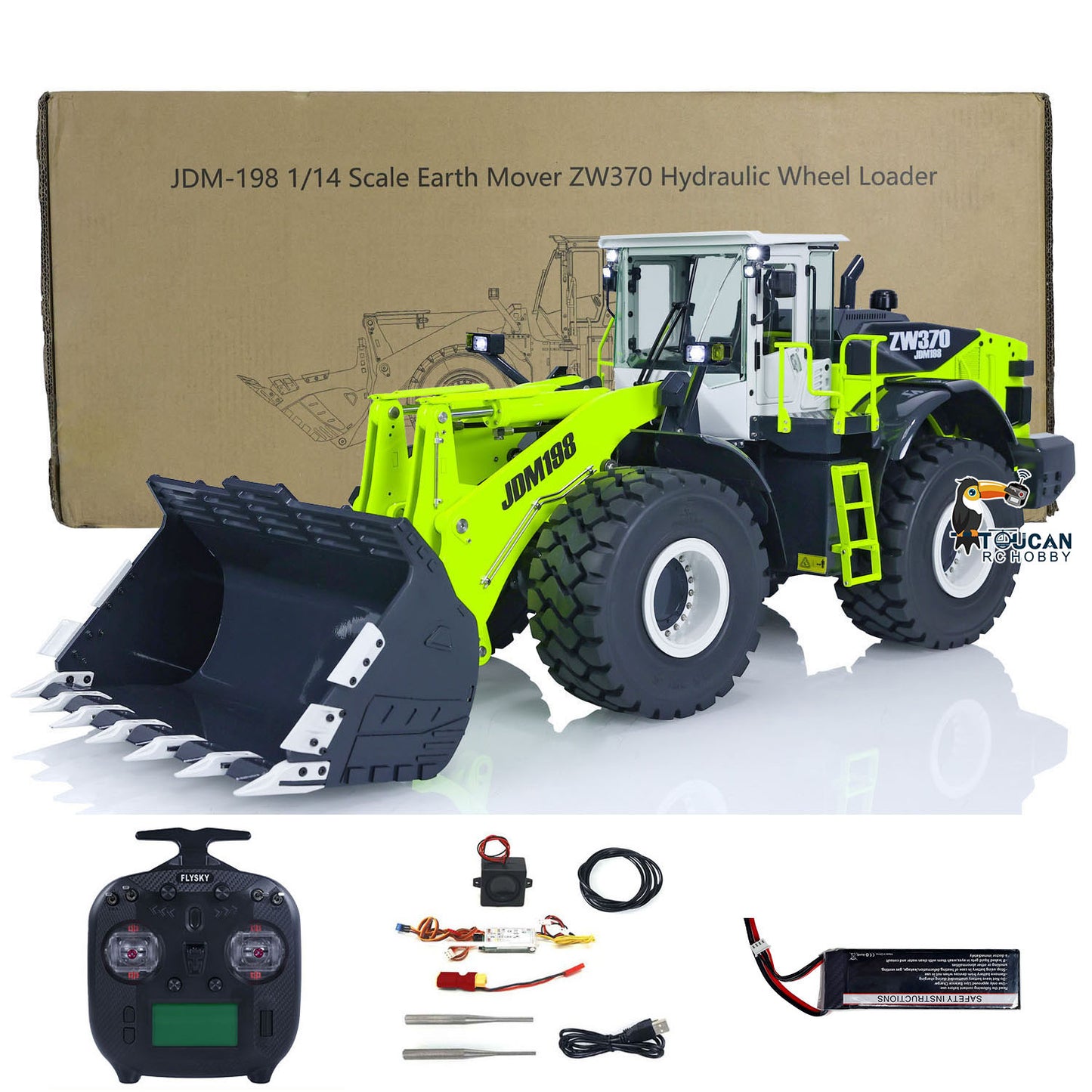 1/14 ZW370 Hydraulic RC Loader JDM 198 201 Sound System RTR Construction Car with Light Sound System 2-Speed Transmission PNP RTR
