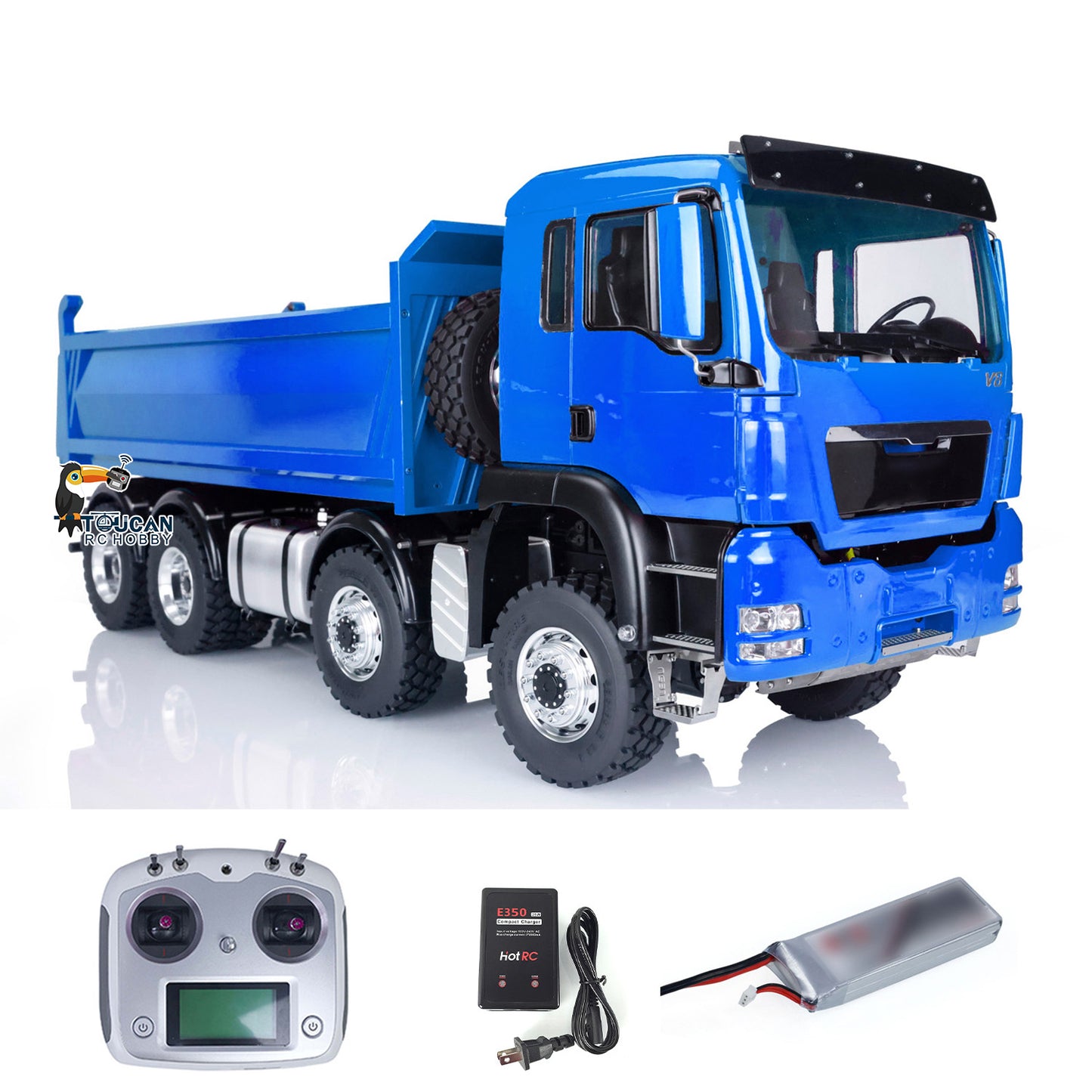 LESU 8x8 1/14 RC Hydraulic Lifting Dumper Truck Model Radio Control Painted Car 540 Power Motor 2-speed High Torque Transmission