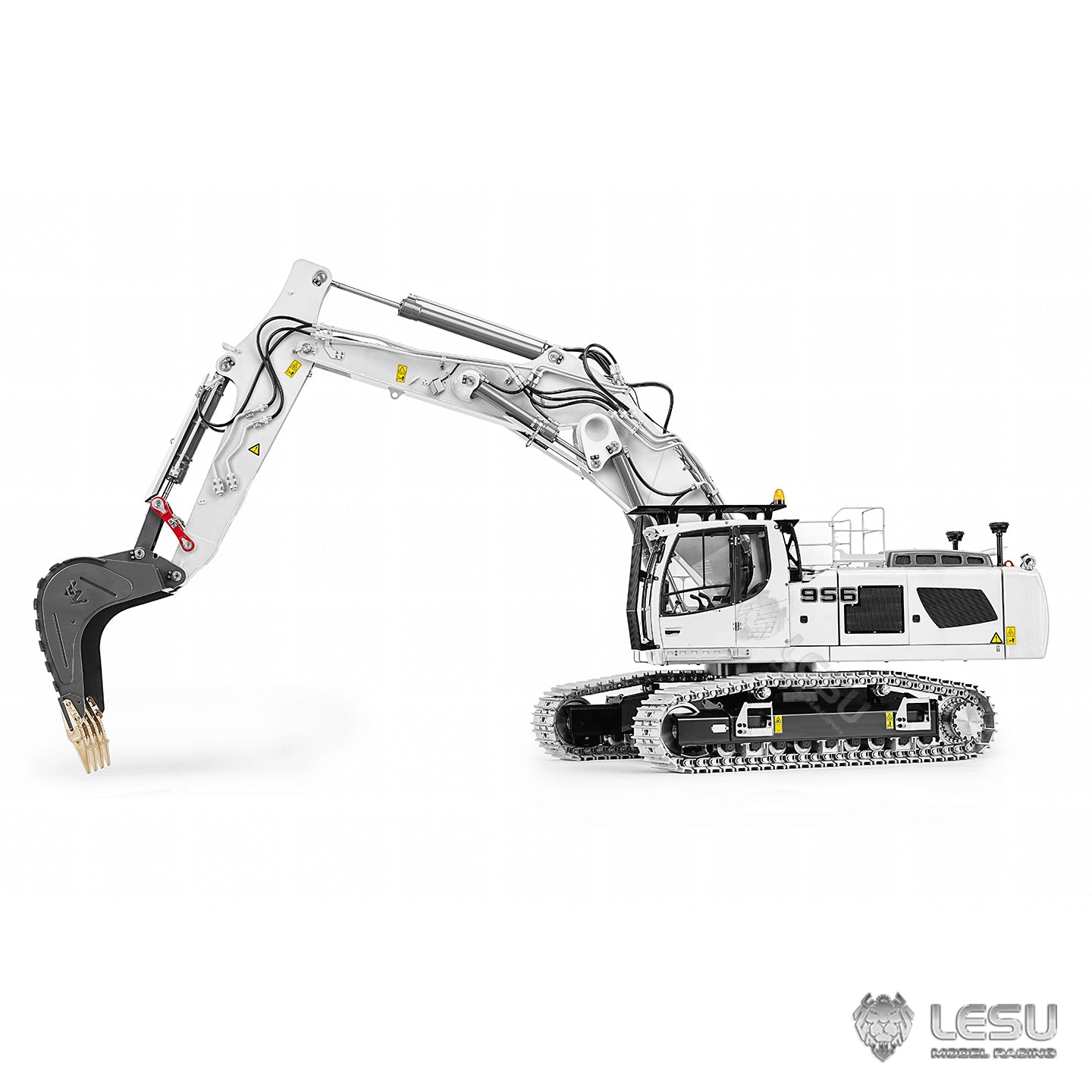 Almost Full Metal LESU 1/14 RC Hydraulic Excavator LR956 Remote Control 3 Arms Digger Model PNP Dual Pump System 4+3CH Valve Light Assembled