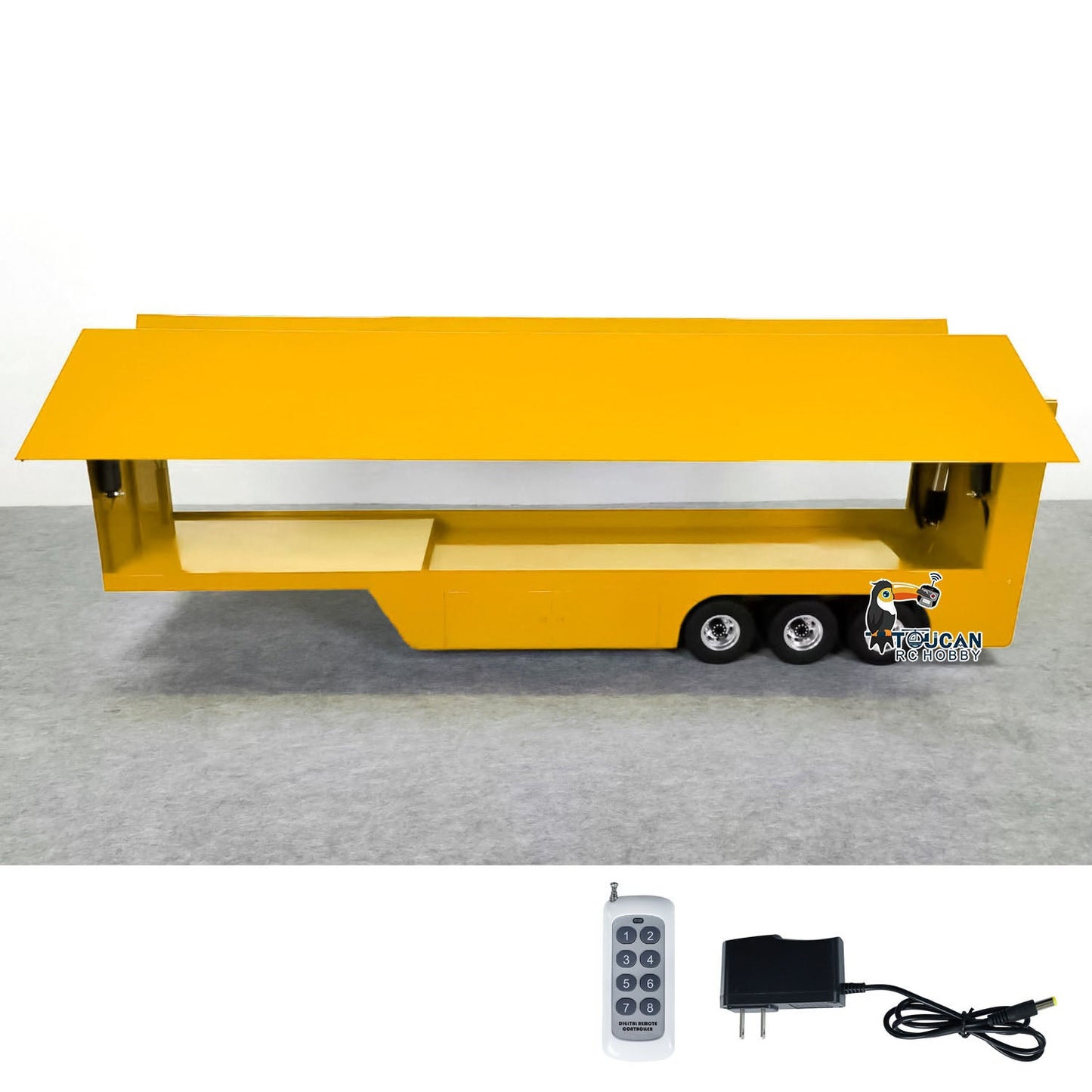 1/14 Metal RC Mobile Stage Vehicles Remote Controlled Roadshow Trailer Truck Painted Assembled for Performance Hobby Model