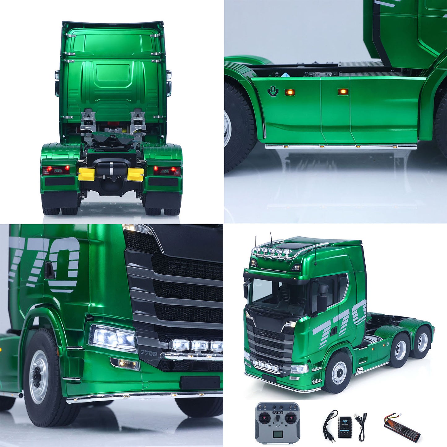 Fast Shipping 1/14 KABOLITE RC Tractor Truck 770S 100 6X6 2Speed Romote Control Vehicle Axle Locks Metal Chassis Rail Openable Door RTR