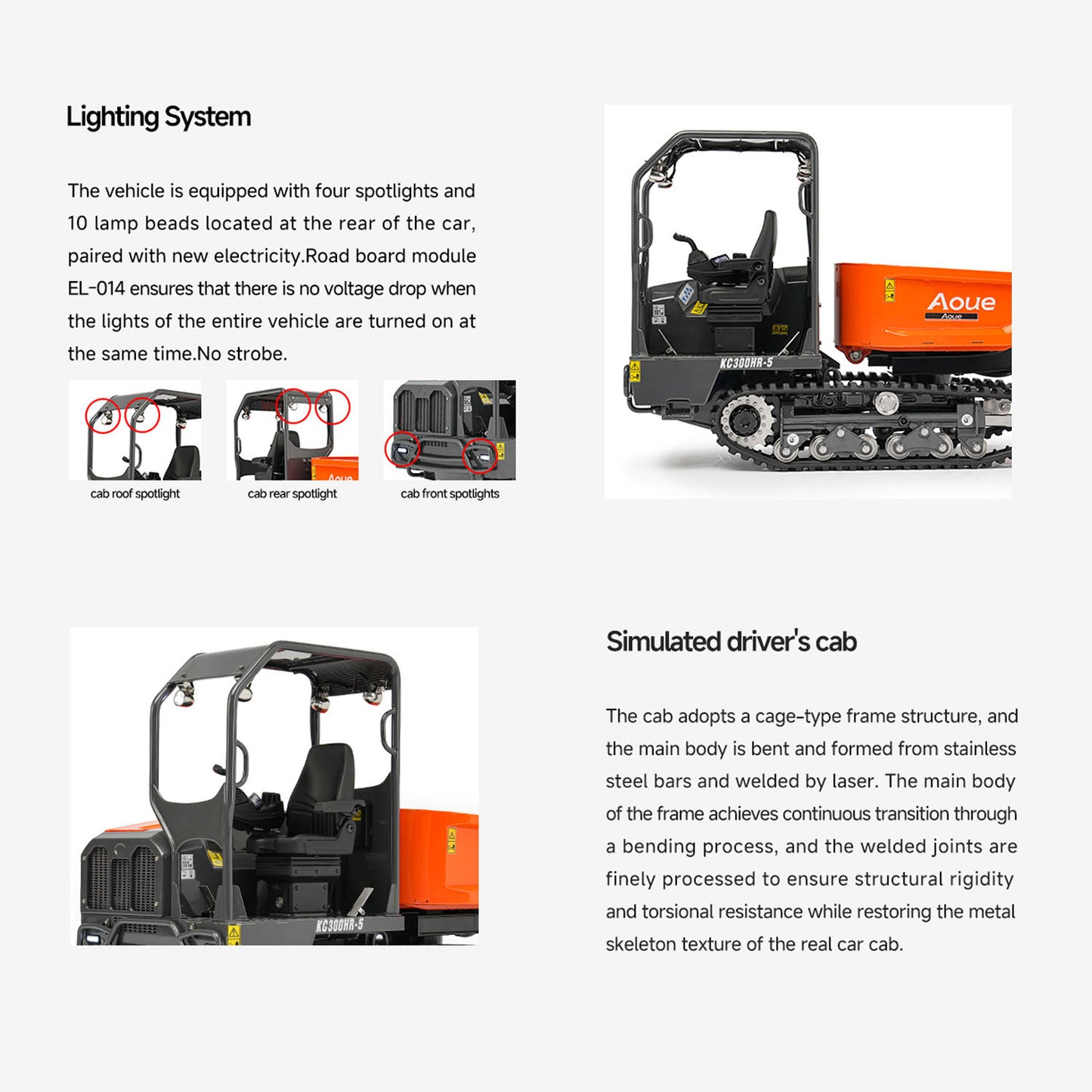 Metal LESU 1/14 Hydraulic Remote Control Tracked Dump Truck KC300HR-5 RC Dumper Model 180 Degree Rotation Openable Door Lights