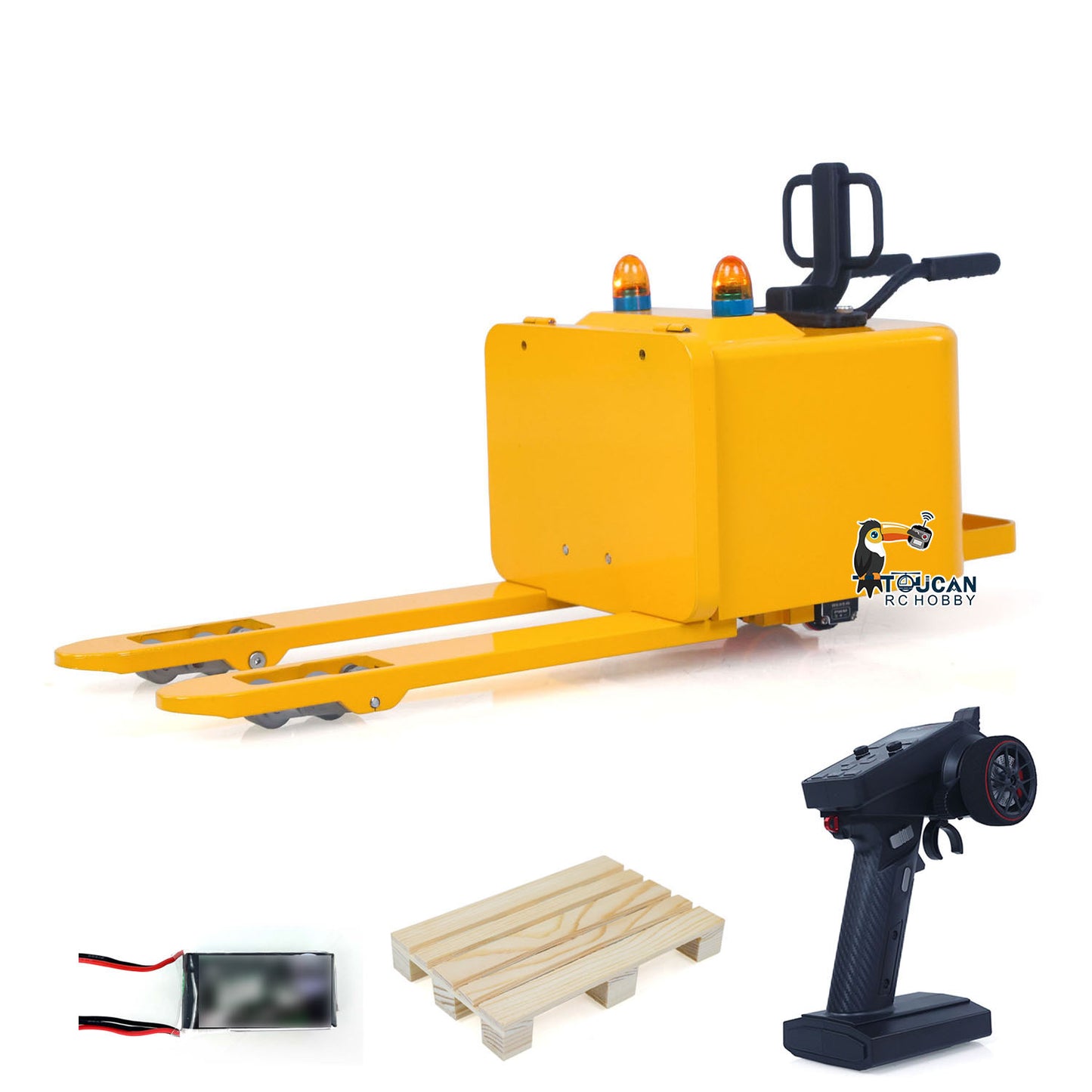 1/14 Electric Remote Control Reach Forklift Hobbywing ESC Servo Motor Ready to Run Warehouse RC Model Collection Warning Light