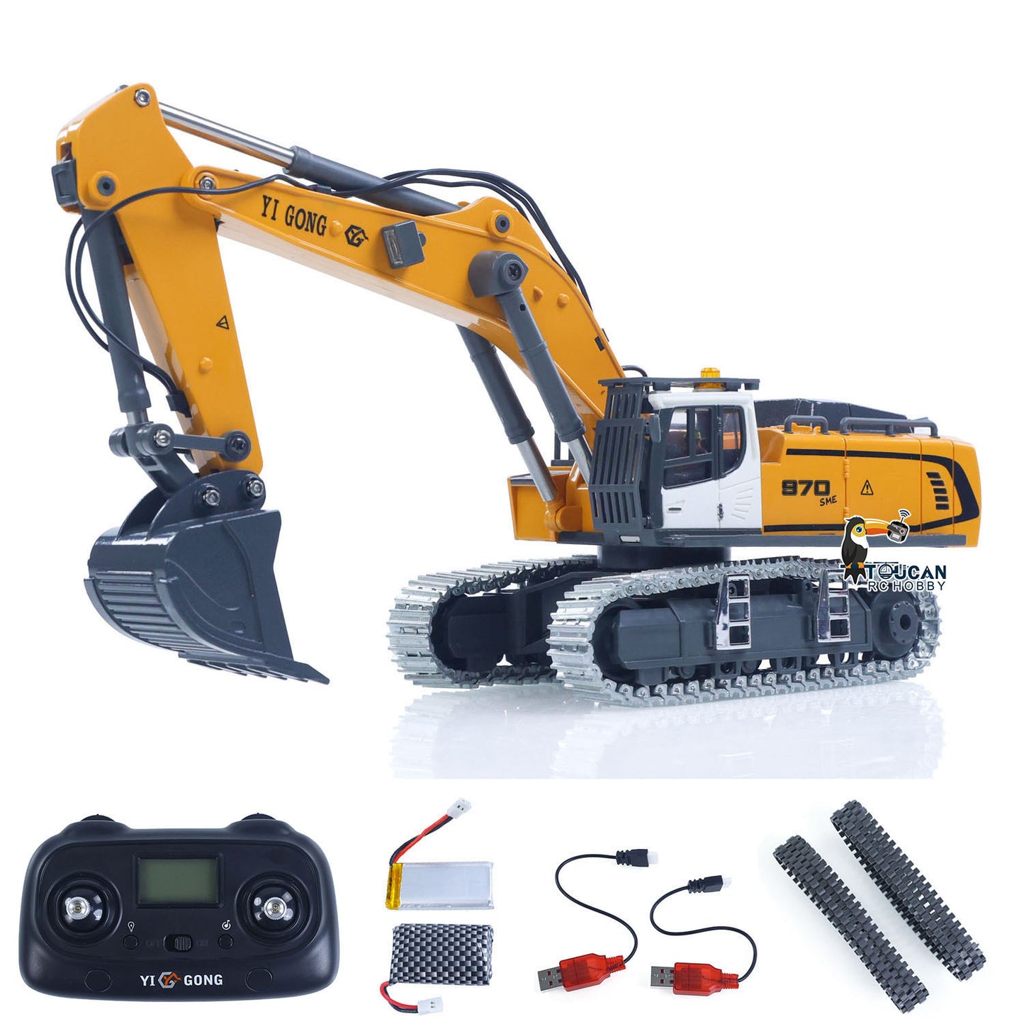 Fast Shipping 1/50 RC Excavator K970 Engineering Vehicle Remote Control Electric Lifting Digger Metal Bucket Tracks Light Sound RTR Battery