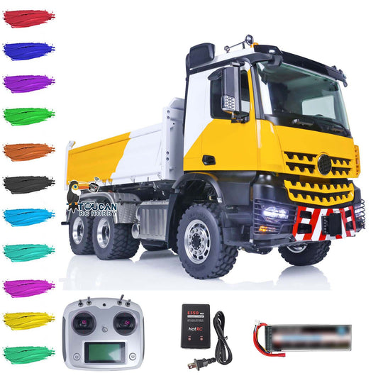 LESU 1/14 6x6 RC Hydraulic Dumper Truck 3-Axle Remote Controlled Tipper Eletrci Car Emulated Model Painted Assembled DIY