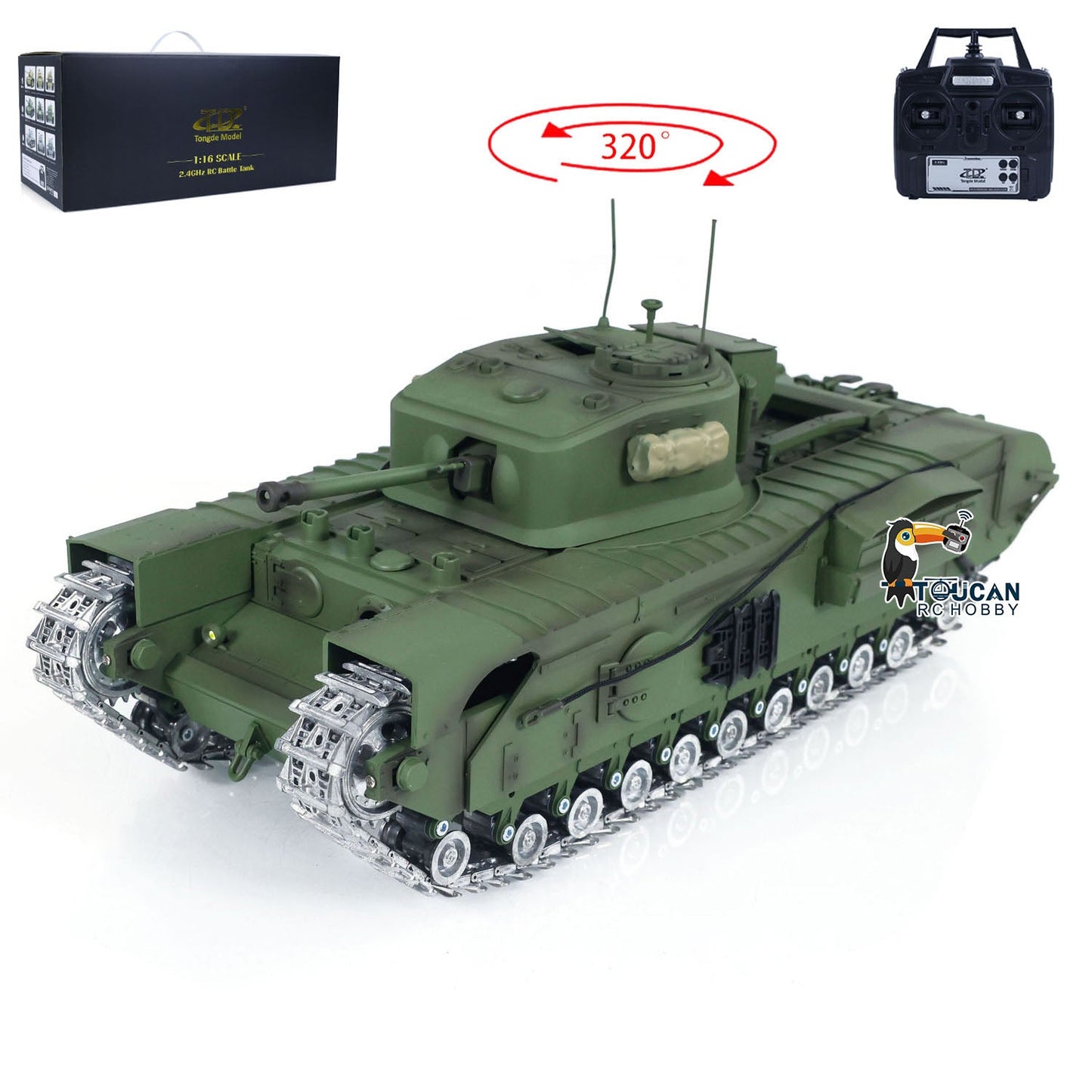 Tongde 1/16 RC Battle Tank Churchill Mk.VII Remote Controlled Panzer Electric Infantry Fighting Vehicles Optional Versions