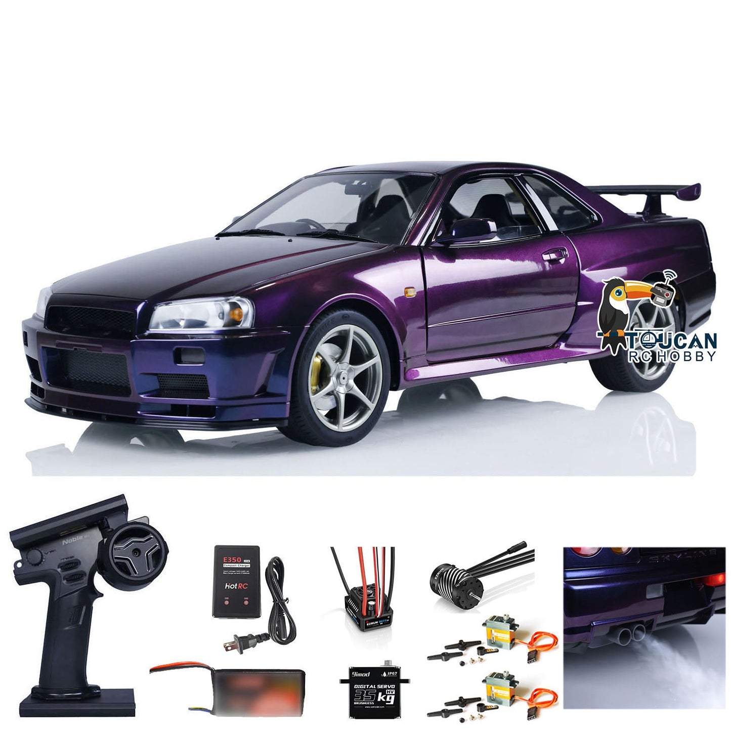 Capo 1/8 Metal 4x4 RC Racing Car Radio Controlled Drift Vehicle Model 4WD R34 GTR-R34 RTR High-speed Light Sound