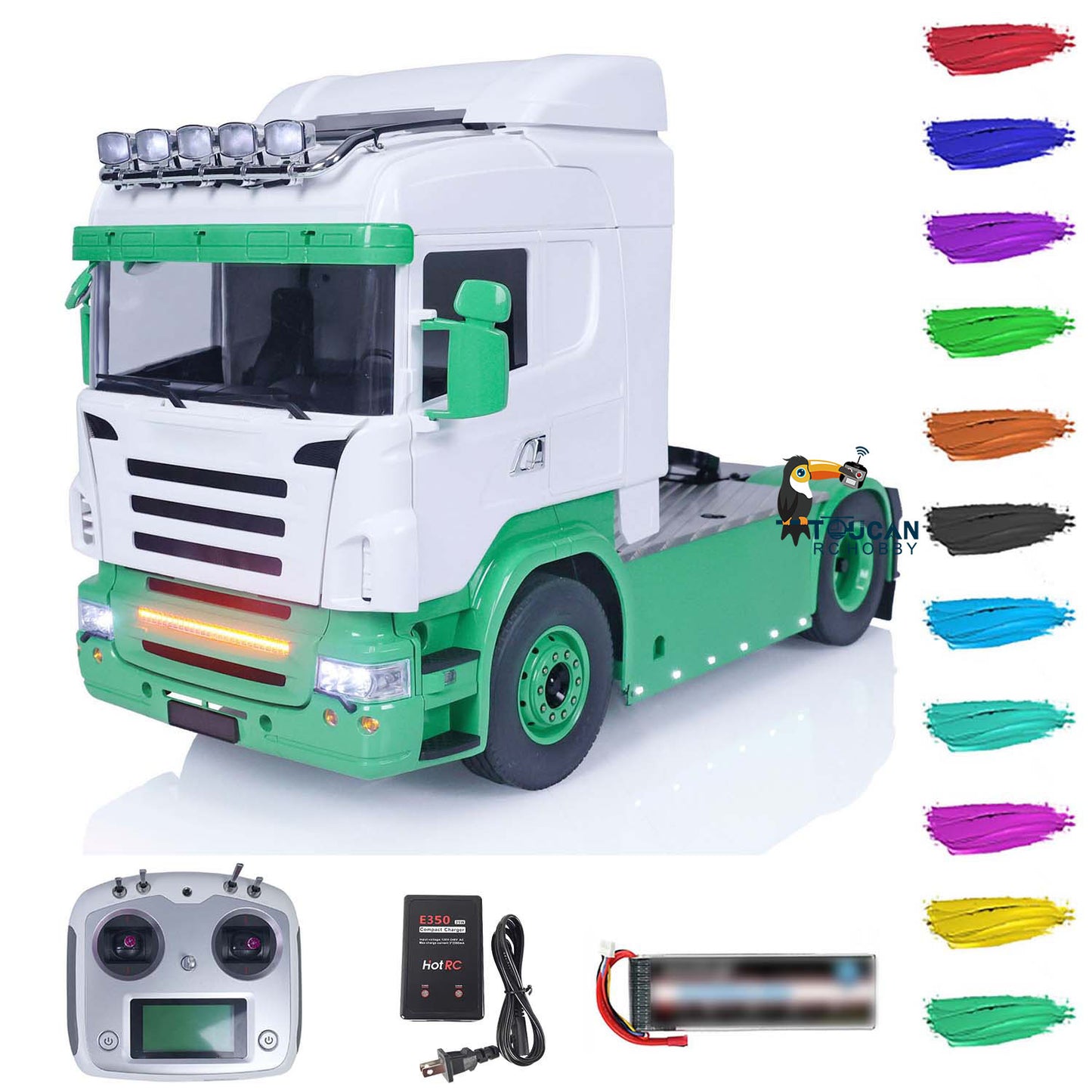 TOUCAN 1/14 4X4 RC Tractor Truck Metal Chassis Radio Control Trator Car with FlySky I6S ESC Servo Motor Painted Assembled