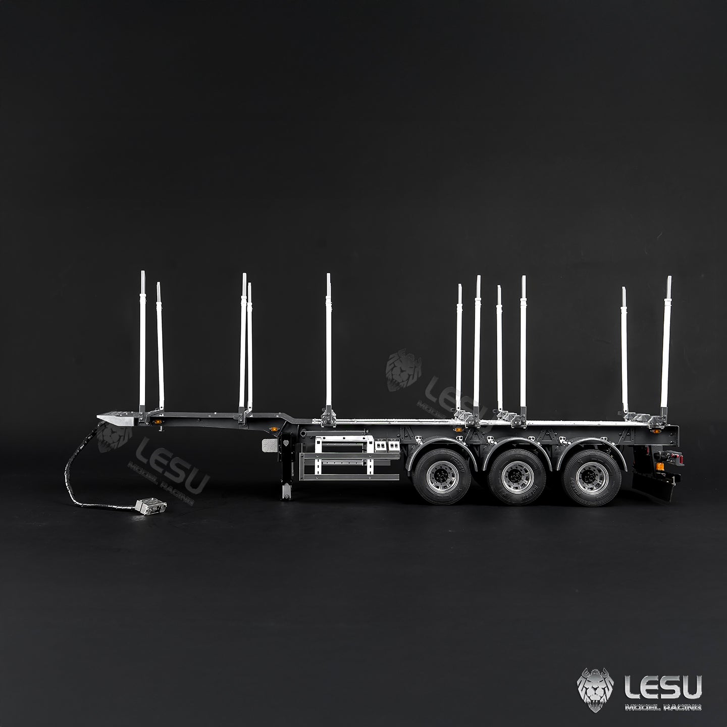 LESU 1/14 Metal Log Semi Trailer RC Wood Transport Car Light Electric Lifting Leg Servo-Controlled Drum Brake for TAMIYA Tractor Truck