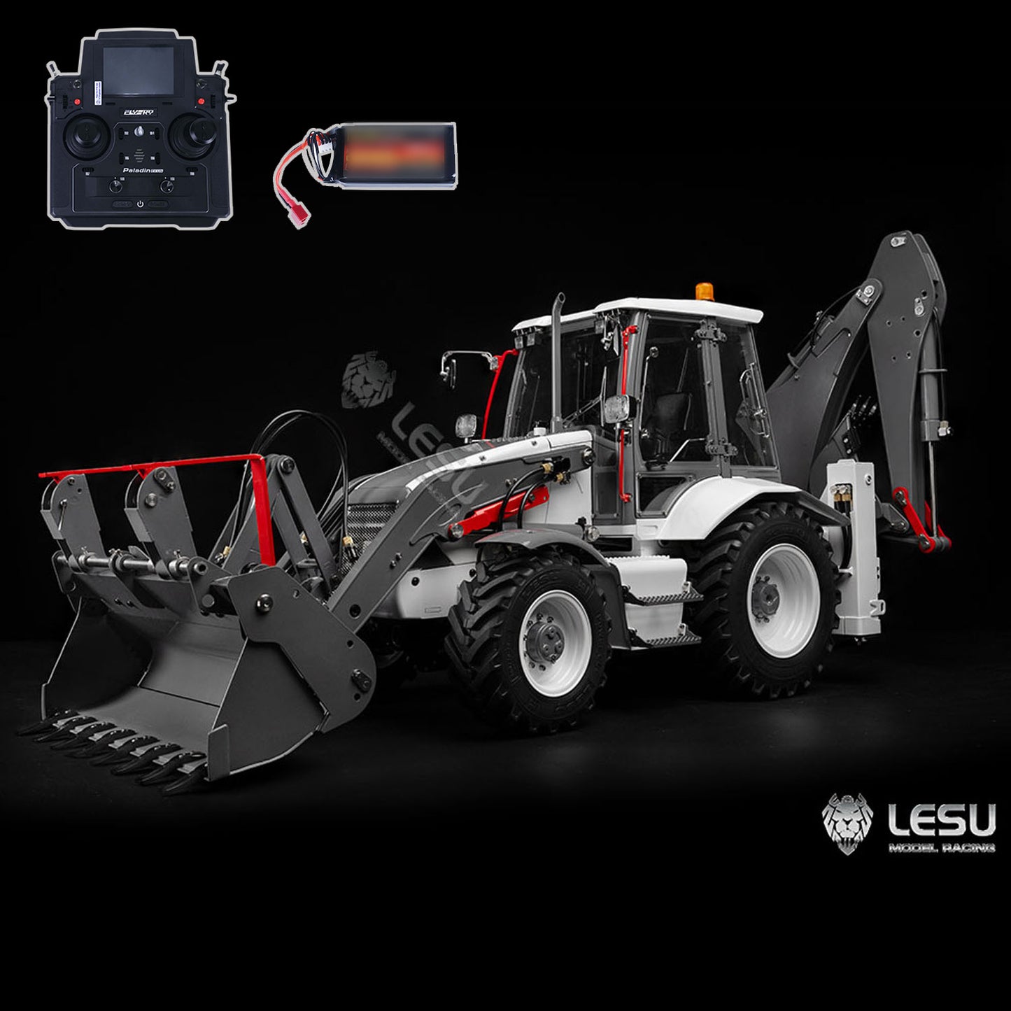 LESU 1/14 RC Hydraulic Equipment Remote Controlled Backhoe Loader AOUE BL71 2 in 1 Excavator Model with PL18EVLite Painted Assembled