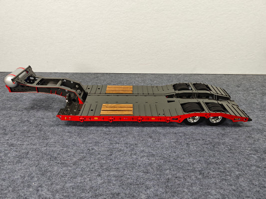 1/14 2 Axles Metal Heavy Lowboy Trailer For TAMIYA LESU RC Tractor Truck Radio Controlled Lorry Excavator Loader Light System