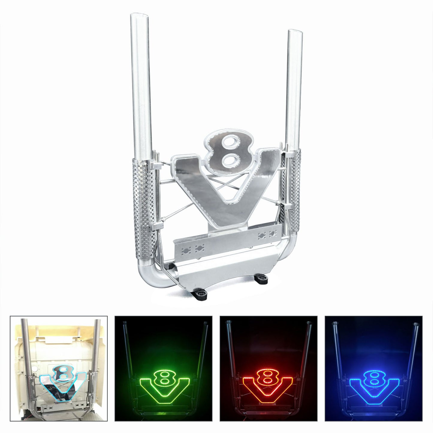 Metal Exhaust Pipe W/LED Light Controller For DIY TAMIYA 1/14 Remote Control Tractor Truck 56368 56379 Model Upgrade Part