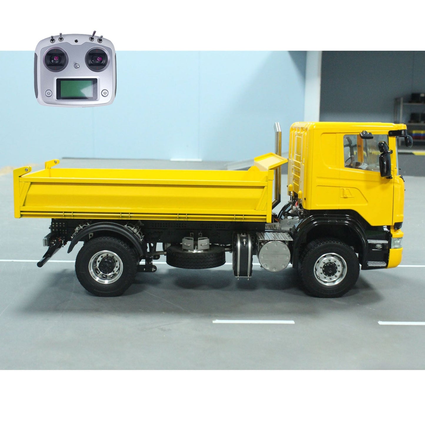 1/14 4*4 RC Hydraulic Dumper Car Remote Control Dump Truck Metal Tipper Electric Model FlySky I6S with 3-speed Transmission