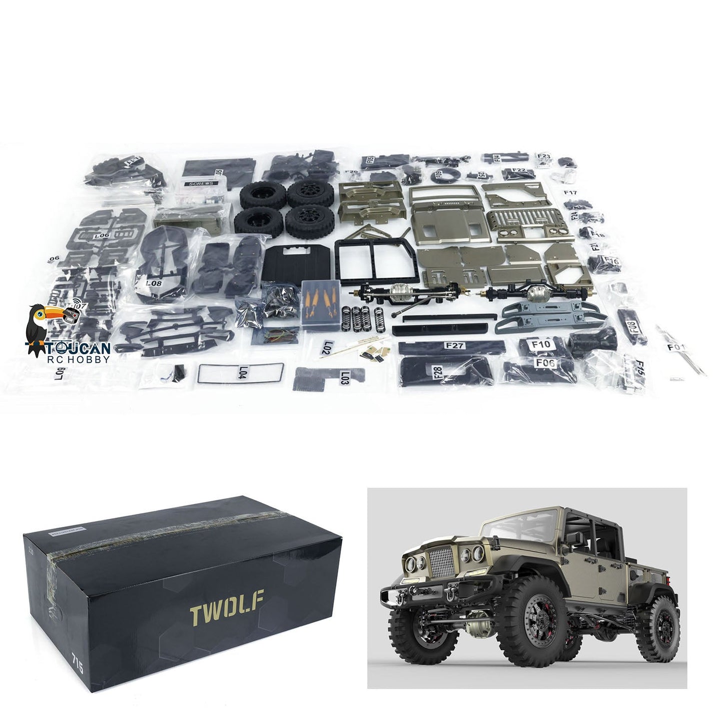 TWOLF 1:10 TW-715 RC Off-road Vehicles Full Metal Remote Control Crawler Car CNC KIT Version Unpainted Unassembled