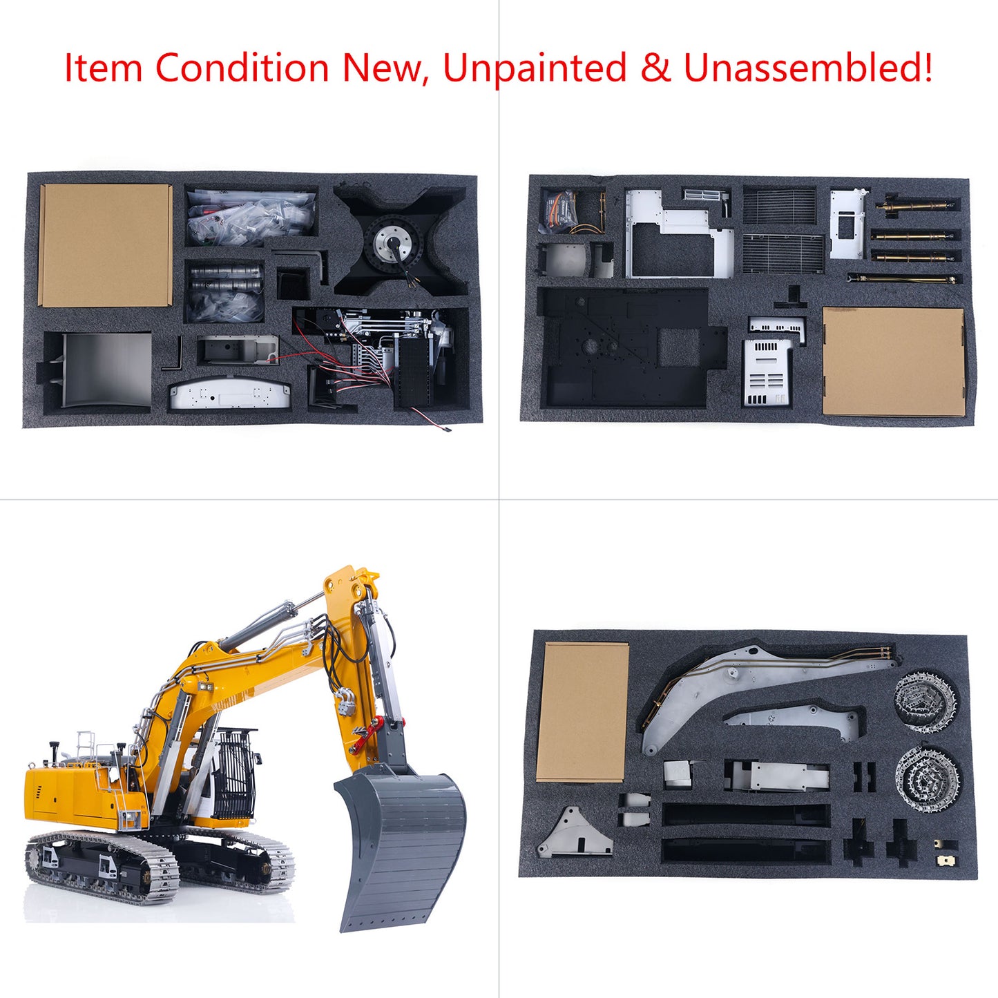 LESU AOUE 2Arms LR956 1/14 RC Hydraulic Excavator Metal KIT Radio Controlled Digger Model 4MPA Dual Pumps Light 6CH Valve Brushless Motor