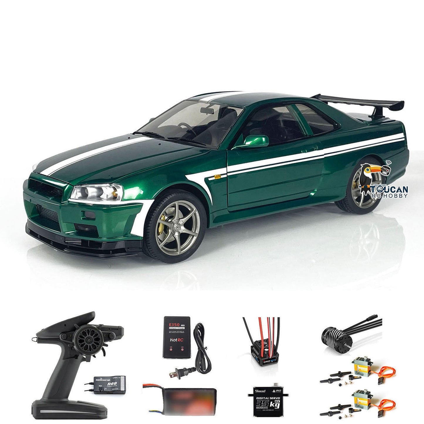 Capo R34 4*4 1/8 Metal RC Roadster Cars Remote Control Drift Racing Vehicle Model Upgraded Version Brushless Motor Light System