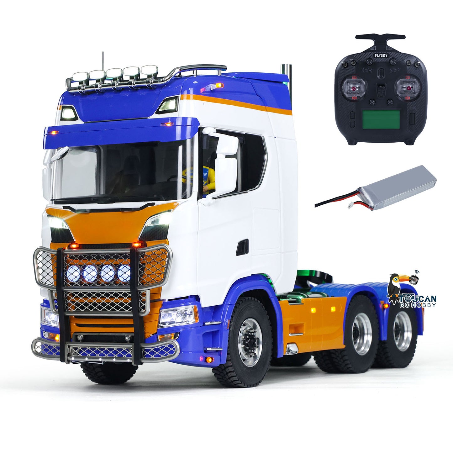 1/14 Metal 6x6 RC Tractor Truck RTR Remote Control Model with 2 Speed Gearbox ST8 Radio Controller and Sound System