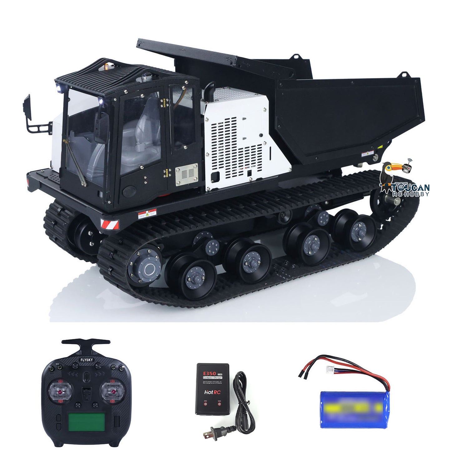 Fast Shipping Metal 1/14 RC Hydraulic Crawler Dump Truck T14R Radio Controlled Tracked Tipper RTR Construction Vehicle ST8 Light Sound Battery