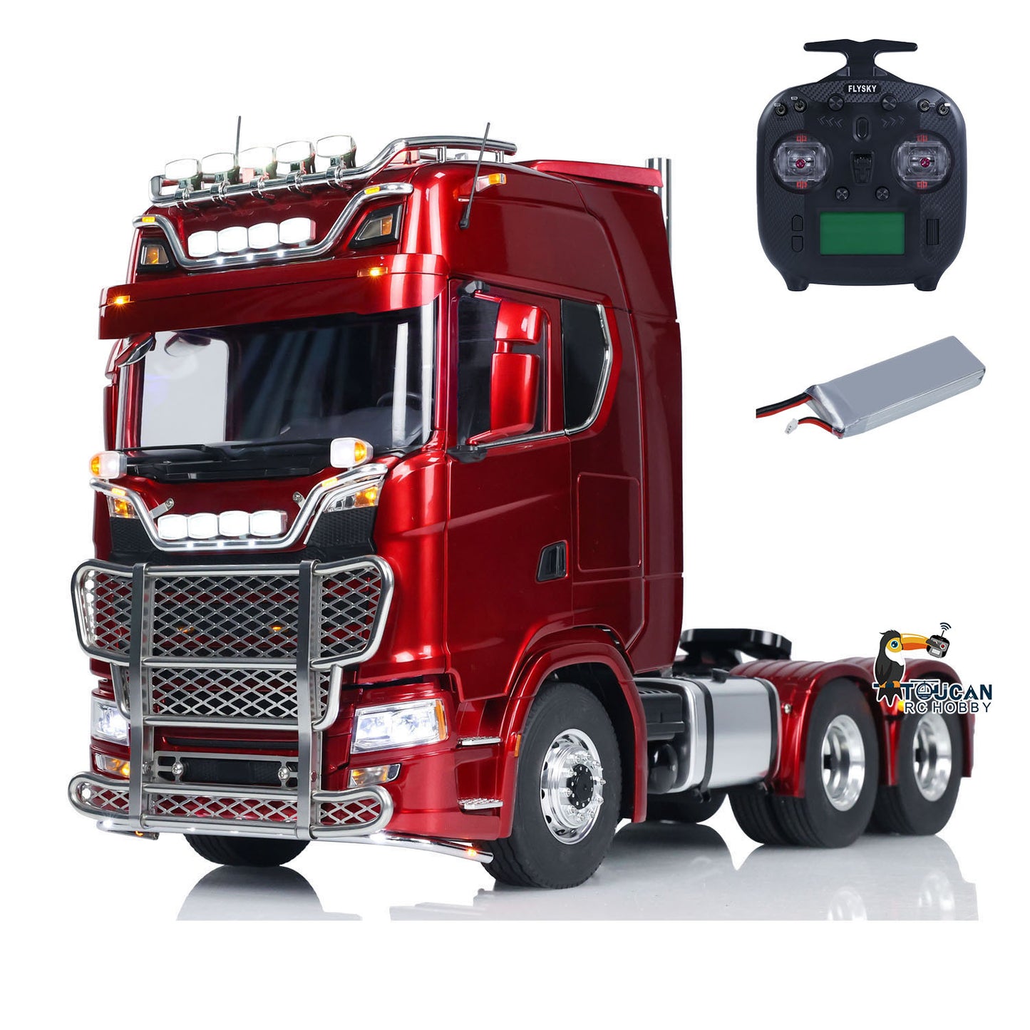 TOUCAN 1/14 Remote Control Tractor Truck 770S 6*6 Assembled and Painted Car Model Metal Chassis Light Sound Smoke Differential