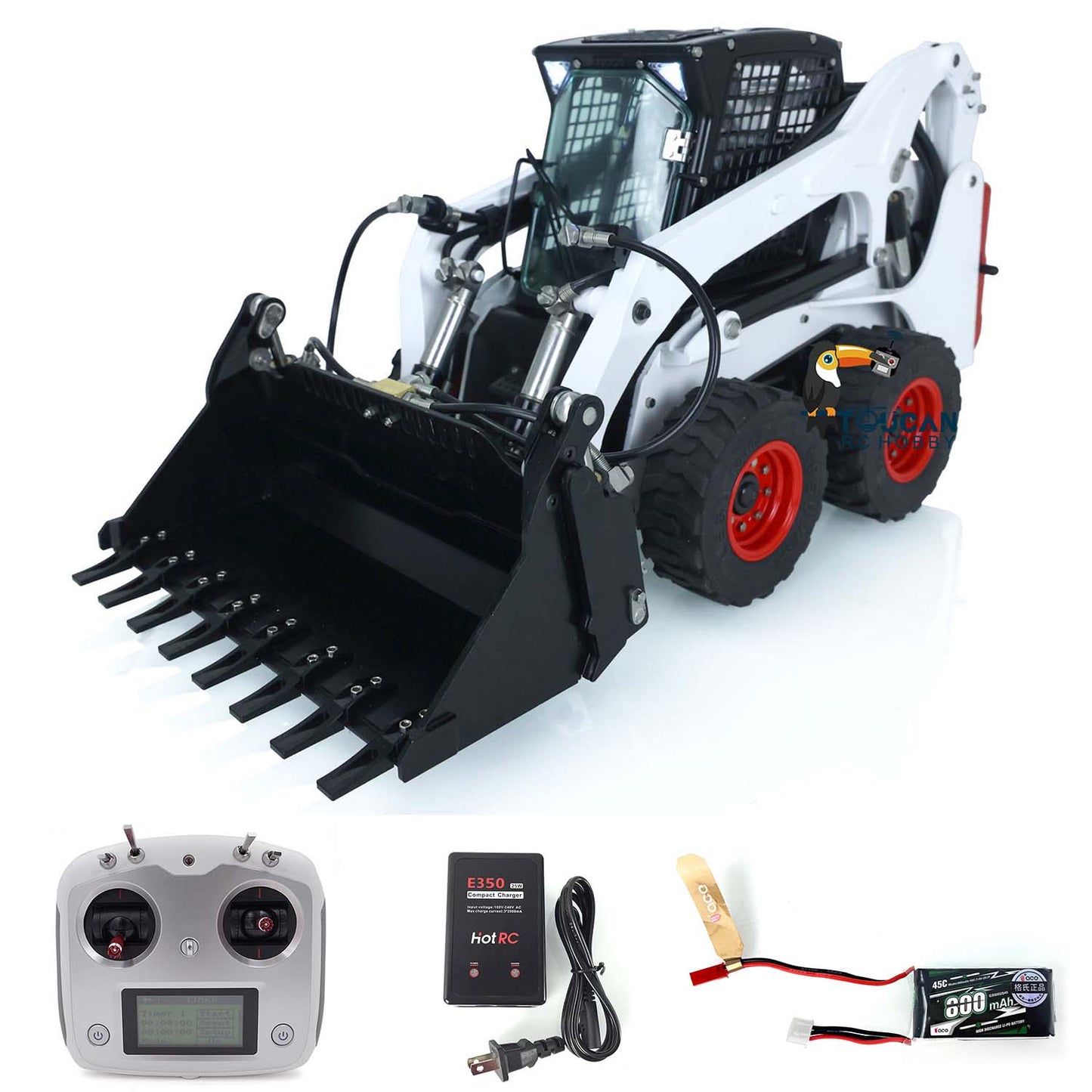 LESU 1/14 Metal Aoue-LT5H Wheeled Skid-Steer RC Hydraulic Loader RTR Model Ready to Run Light Sound Flysky FS-i6S