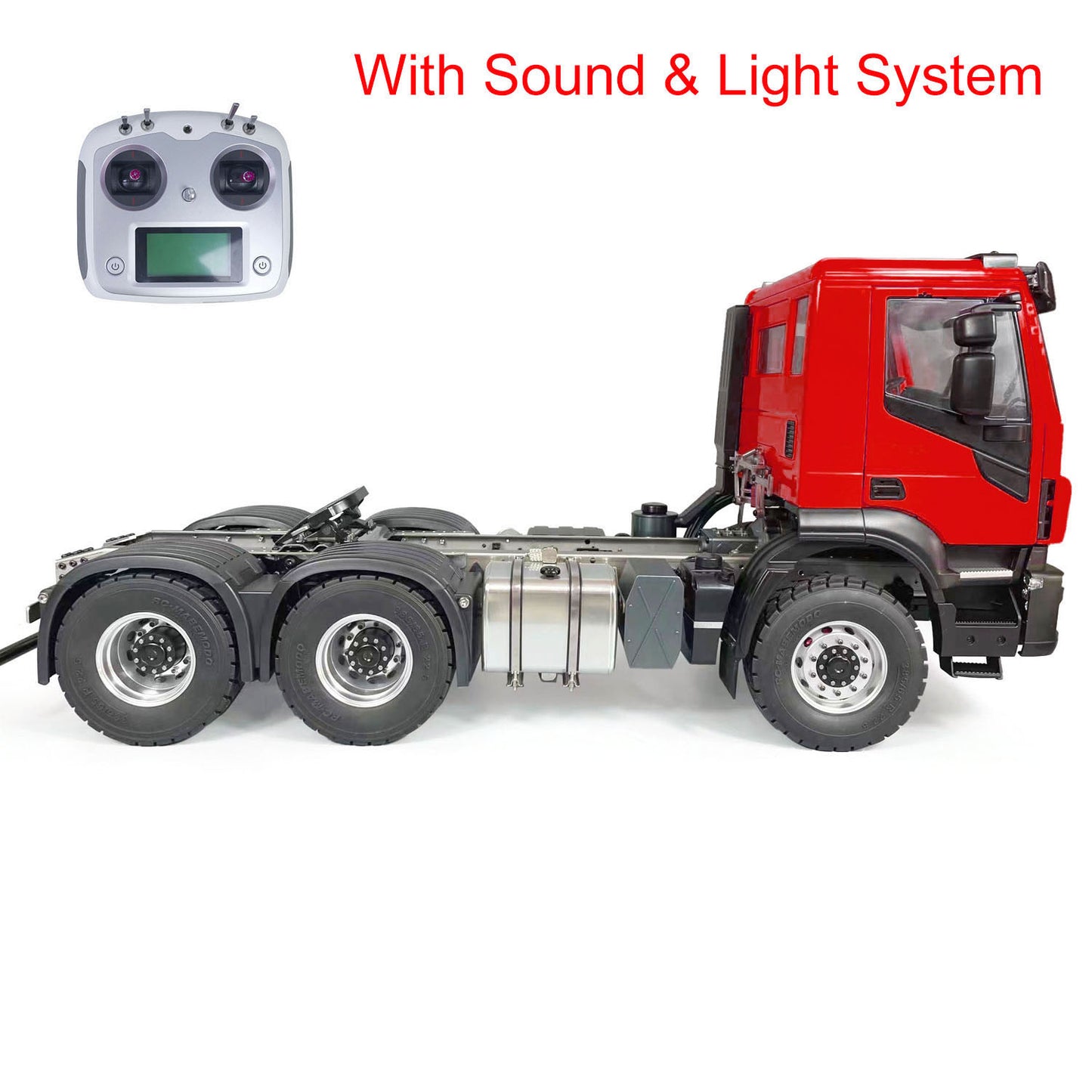 1/14 6x6 Metal RC Tractor Truck Painted Assembled Electric Radio Controlled Car Model Sound LED Light 50x18.2x25cm