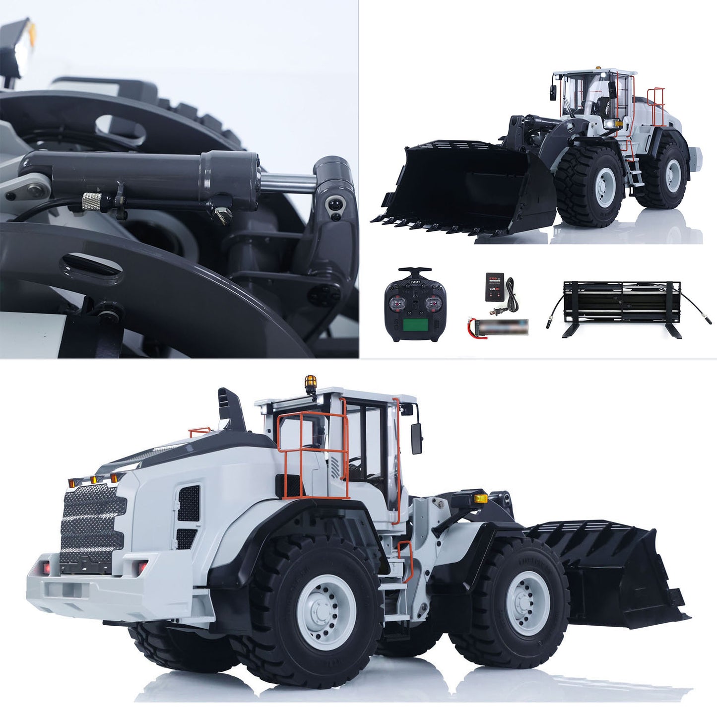 MTRC 1/14 RC Hydraulic Loader E260L Metal Radio Controlled Construction Vehicles Flysky ST8 Radio Brushless Motor LCD Screen Ready to Run