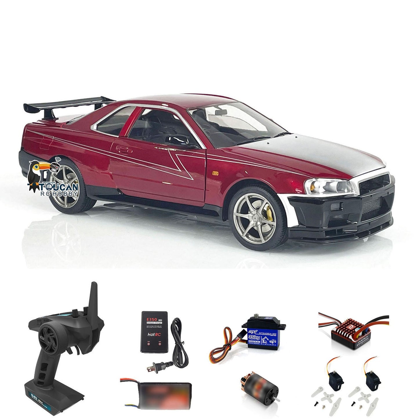 1:8 Capo 4x4 R34 4WD High-speed RC Roadster Radio Control Drift Car RTR Electric DIY Model 2-Speed Transmission RC Hobby Model