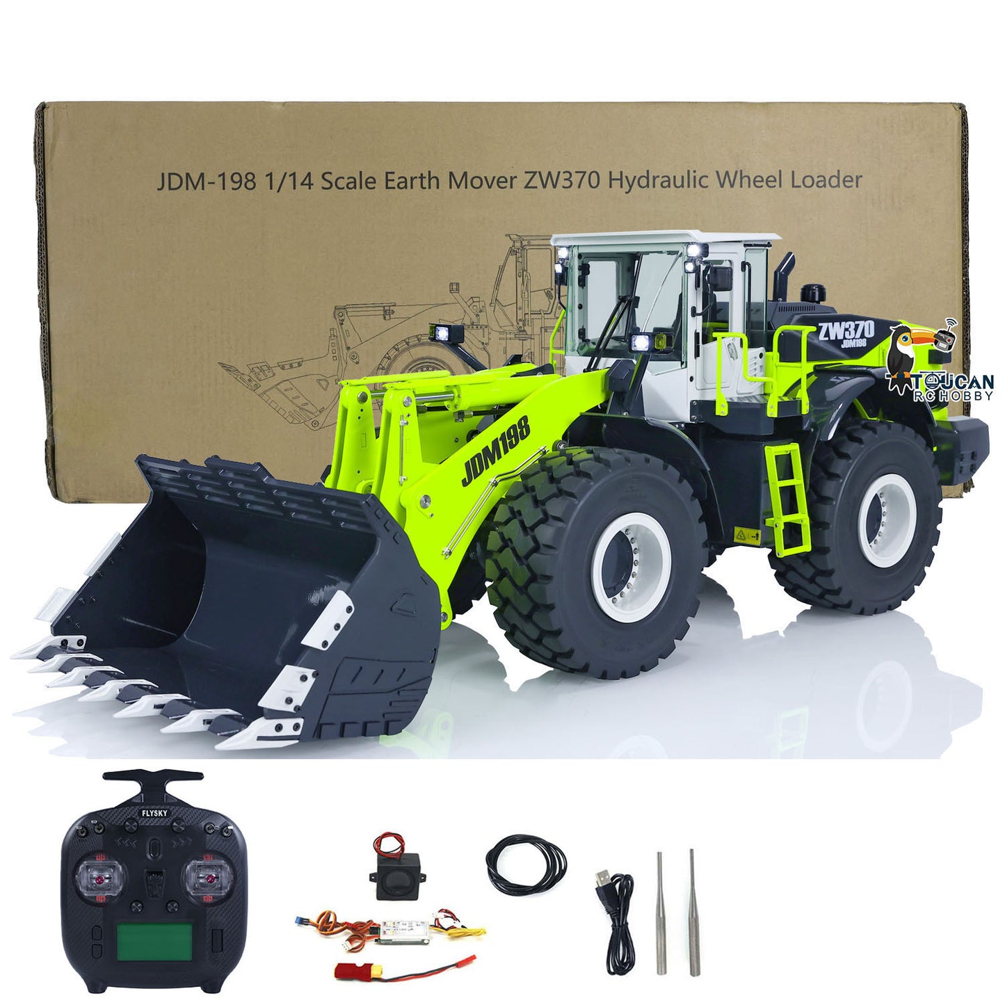 1/14 ZW370 Hydraulic RC Loader JDM 198 201 Sound System RTR Construction Car with Light Sound System 2-Speed Transmission PNP RTR