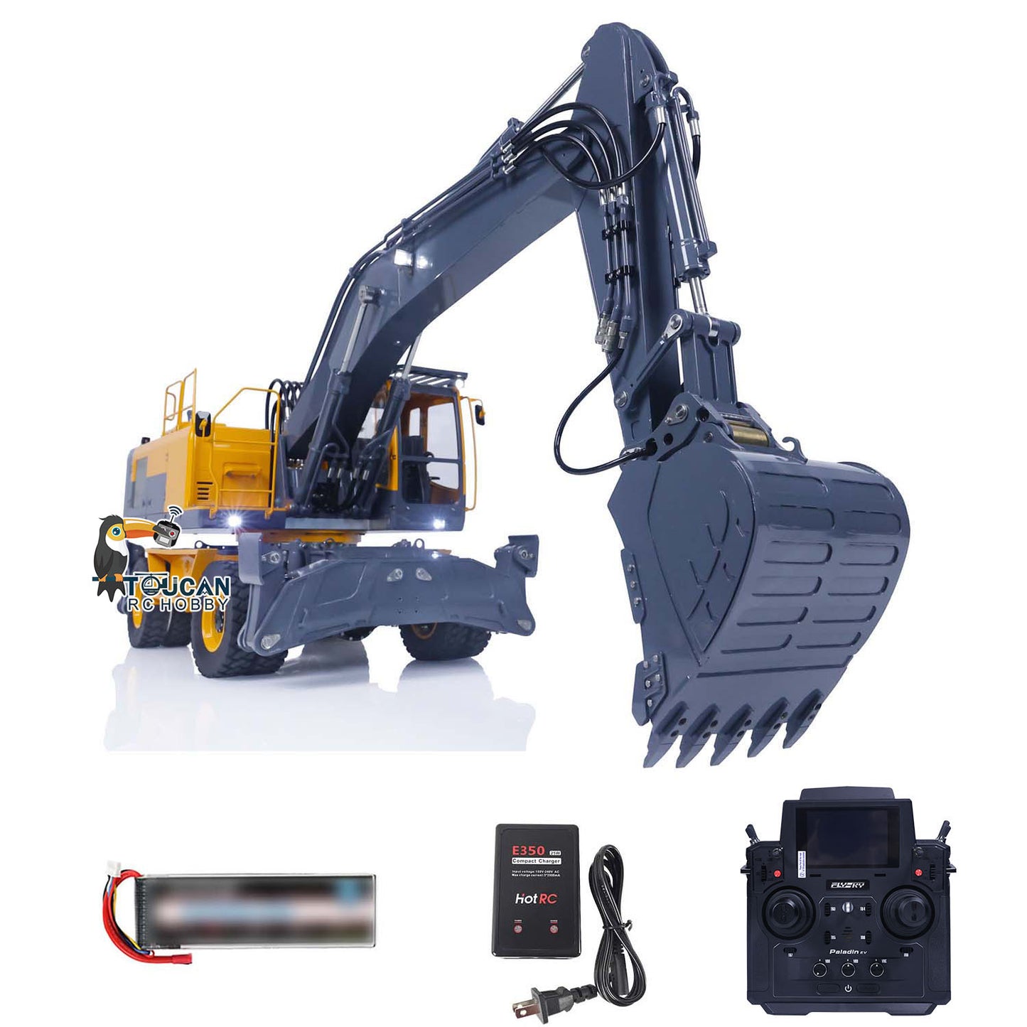 LESU 1/14 Aoue ET30H Wheeled RC Hydraulic Excavator RTR Radio Controlled Car Model Pump Valve ESC Servo Motor Light Front Shovel