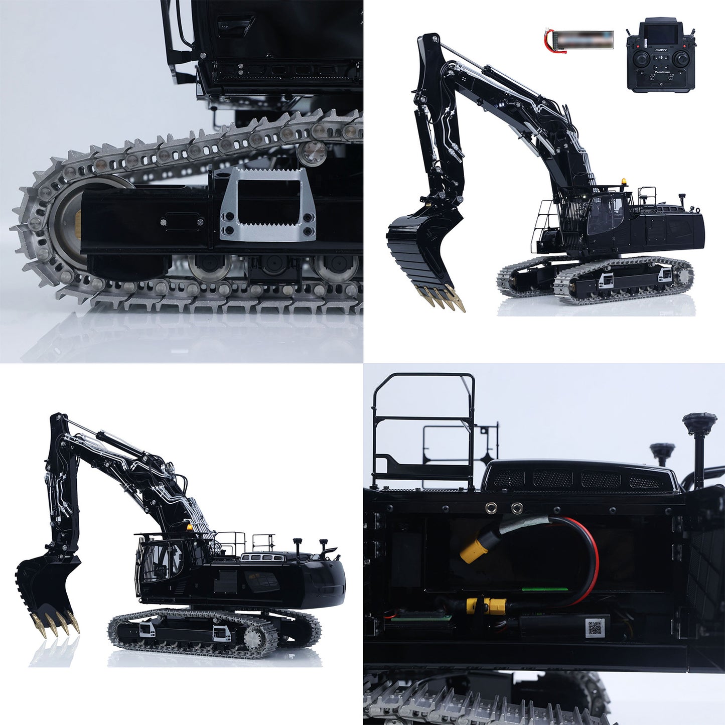 Metal LESU 1/14 RC Hydraulic Excavator LR956 Remote Control 3 Arms Digger Model RTR 7CH Valve Dual Pumps Light Flysky PL18EV LITE Engineering Machine