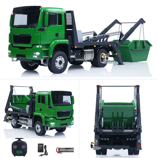 LESU Metal 1/14 RC Hydraulic Swing Arm Garbage Truck 4X4 Skip Loader RTR TGS Car