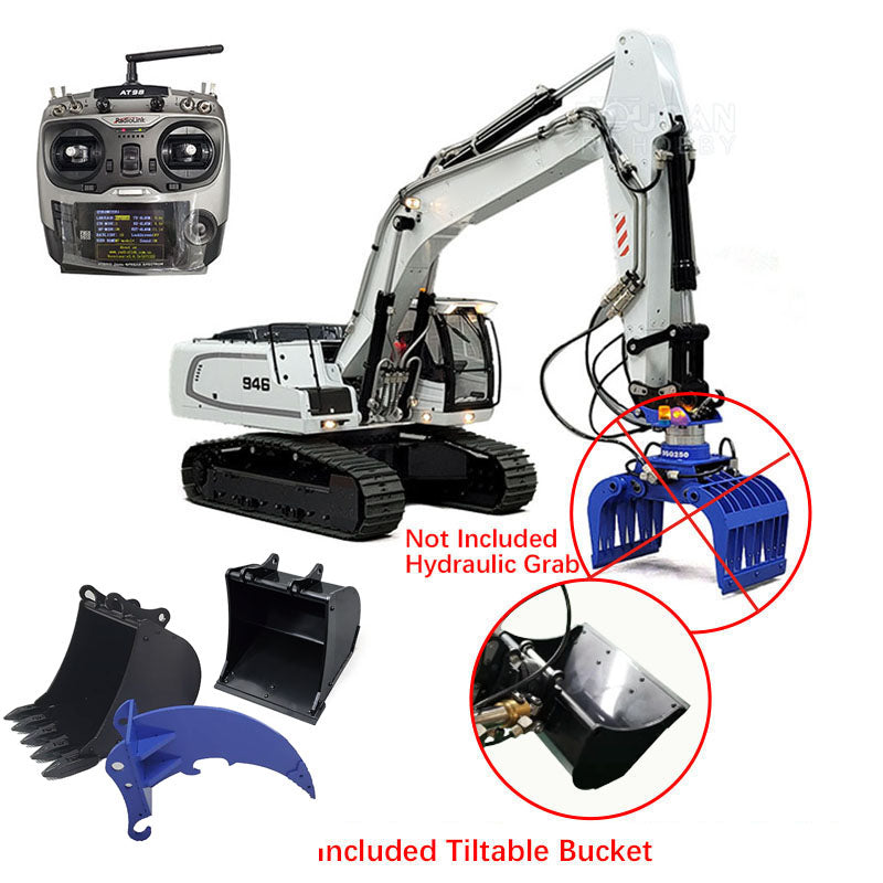 1/14 946 Tracked Hydraulic RC Excavator 9CH Radio Controlled Hydraulic System Good Quality Cylinder Valve Pump Almost Ready to Run