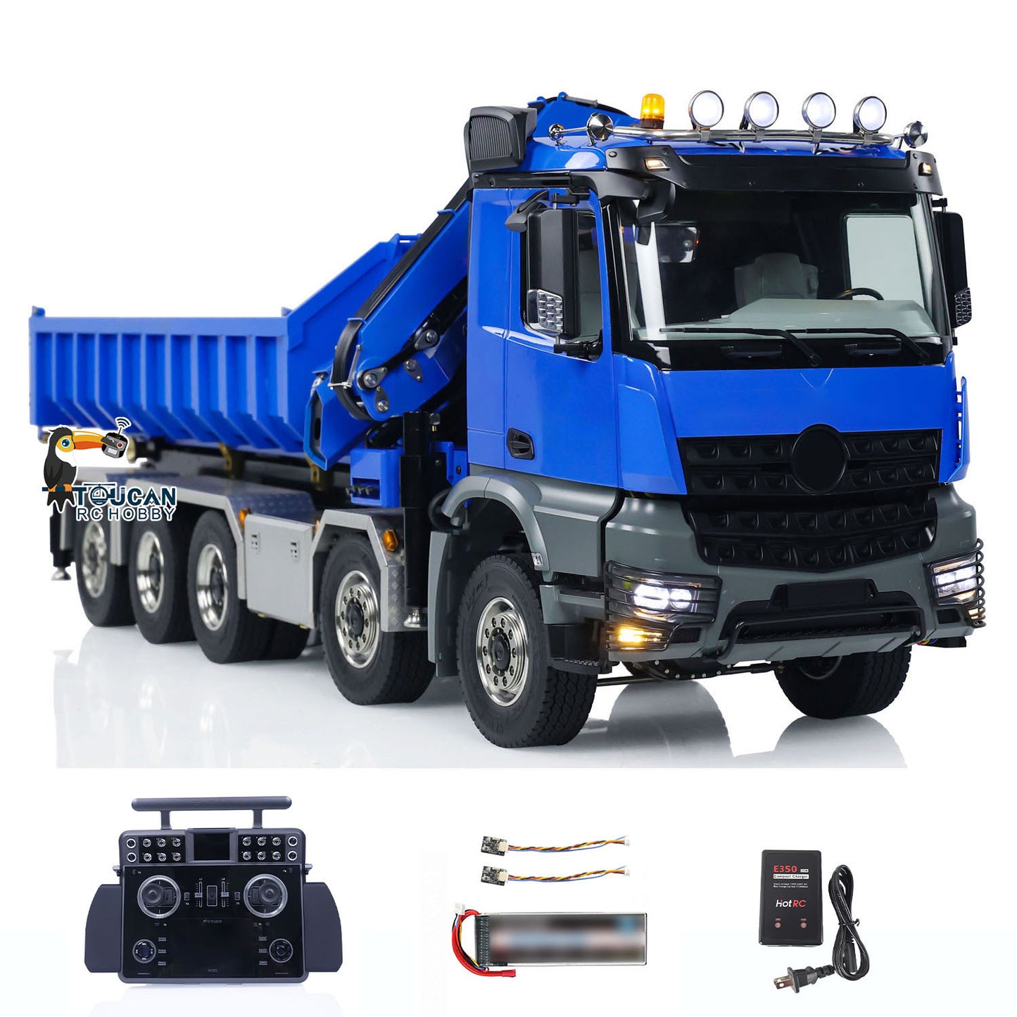 1/14 10x10 RC Flatbed Timber Car Hydraulic Metal Radio Control Crane Truck Model with Timber Flatbed 830x190x290mm