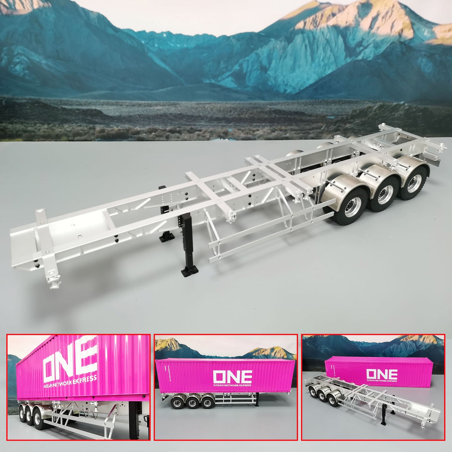 Metal Frame Trailer 3 Axles Trailers for 1/14 RC Tractor Radio Controlled Truck 40 Feet Container Assembled Models DIY Parts