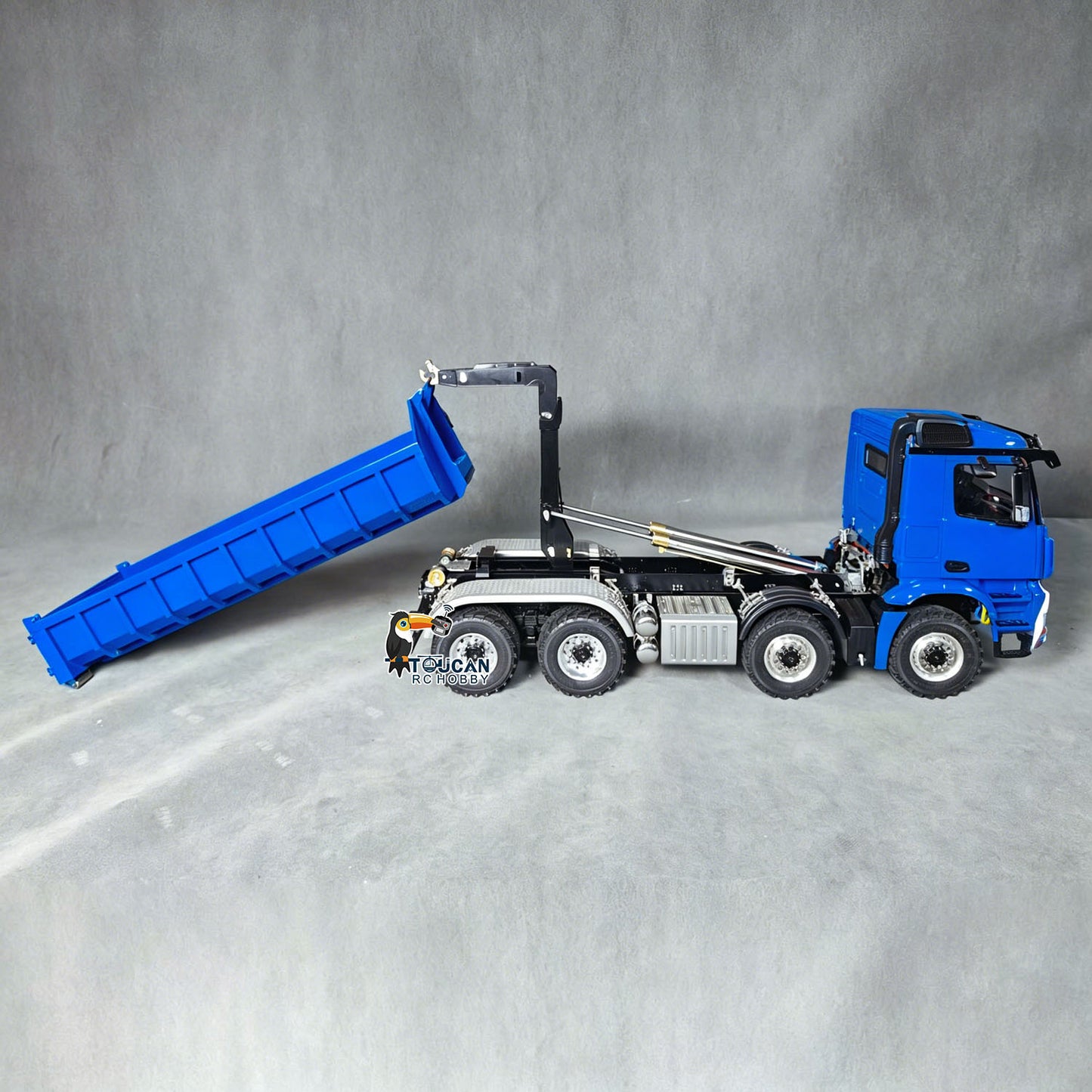 1/14 Remote Control Hydraulic Roll On Off Dumper 3 Valves 8*8 RC Full Tipper 3Speed Gearbox Light Sound System No Battery