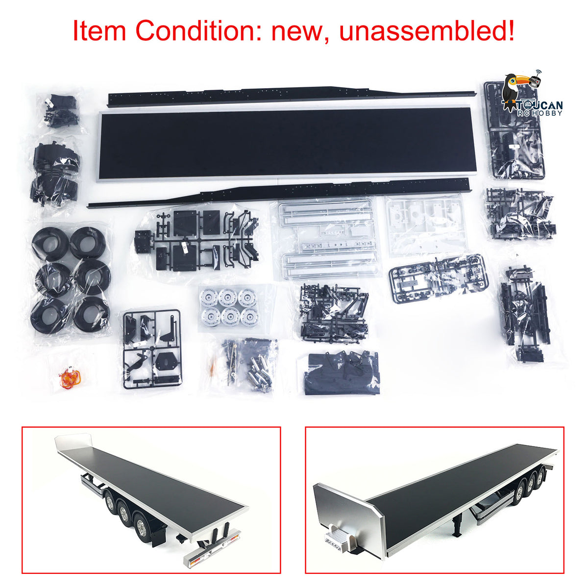 Fast Free Shipping Unpainted RC Reefer Semi-trailer Container Timber Flatbed Semi Tractor Truck KIT DIY Electric Car Hobby Models