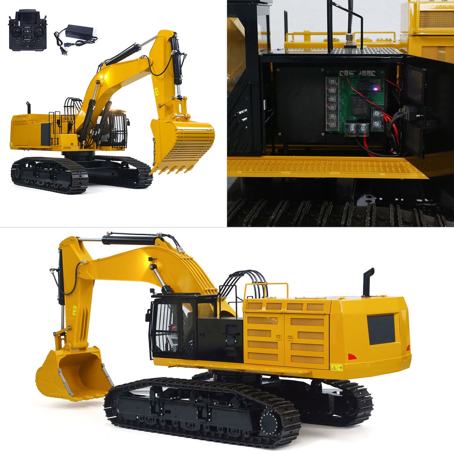1/8 Metal Remote Control Hydraulic Excavator 390F Heavy Duty 3CH Valves RC Construction Vehicle Models Flysky PL18EV Radio Engineering Machine